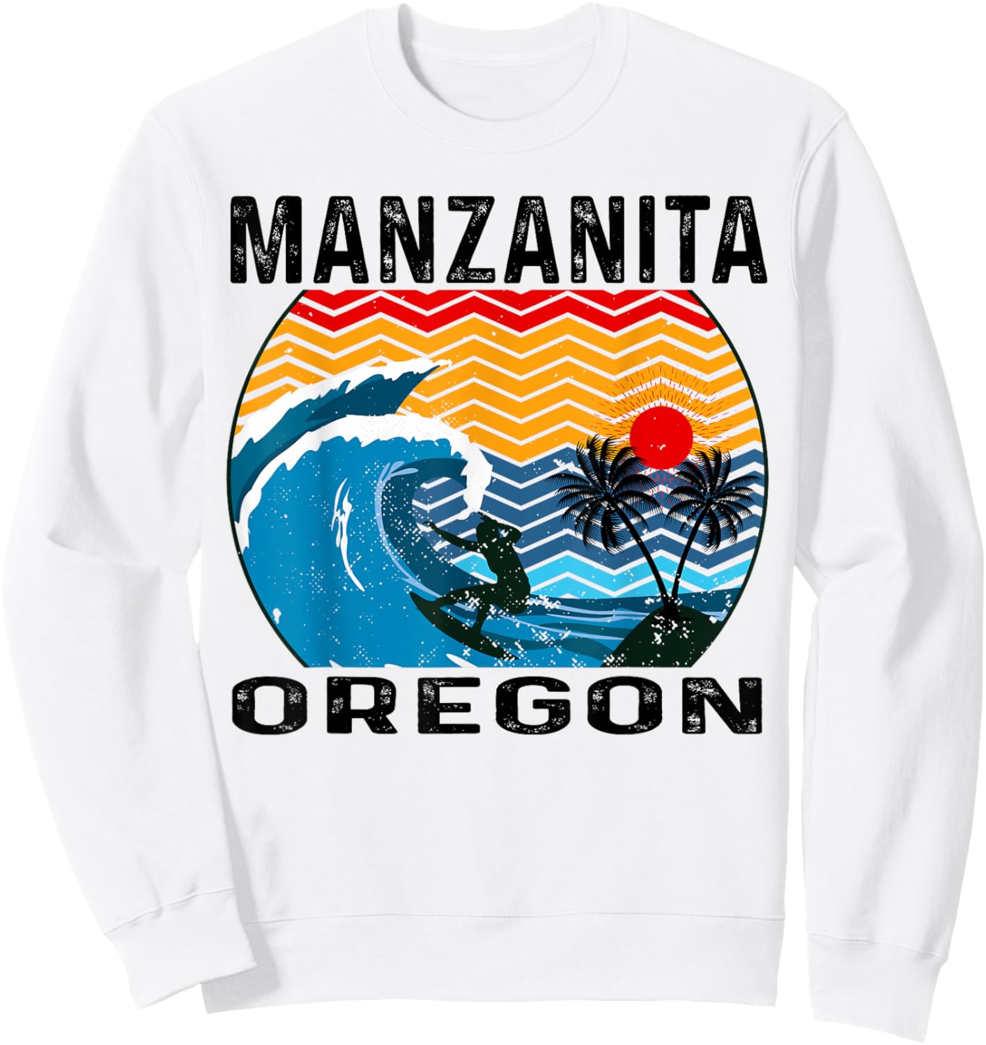 Oregon Manzanita Surfing Surfboard Sweatshirt - Sweatshirt | White