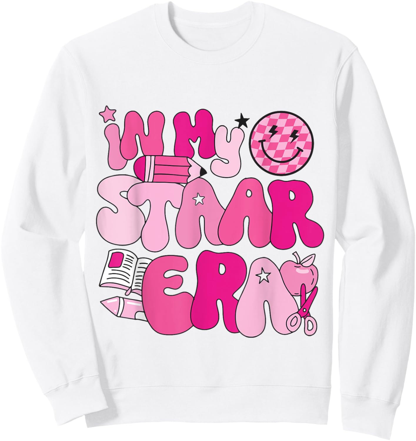 Groovy In My Star Era Pink Teacher Team Teacher Appreciation Women Sweatshirt - Sweatshirt | White