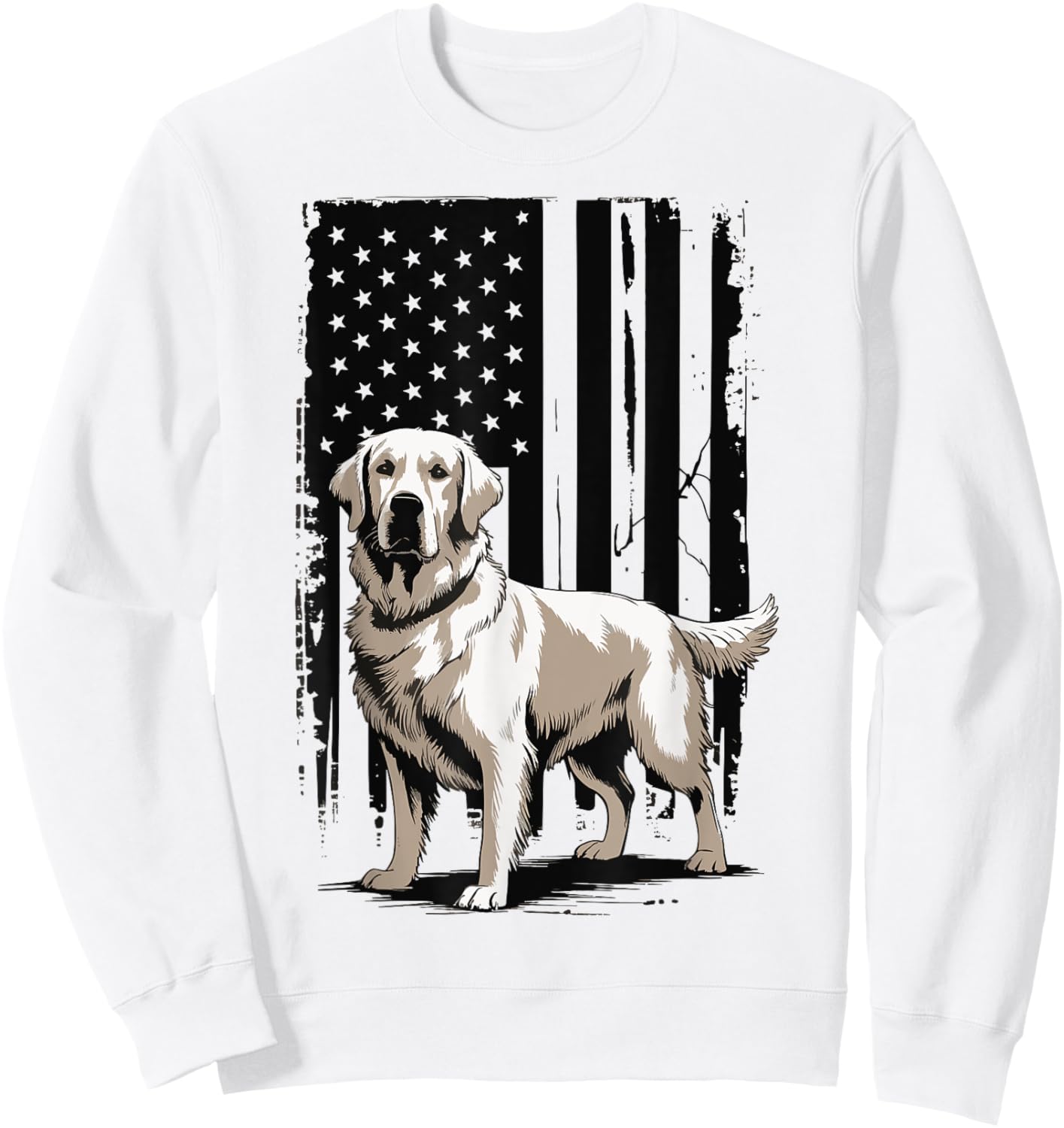 Golden Retriever USA Flag Sweatshirt - Sweatshirt | White