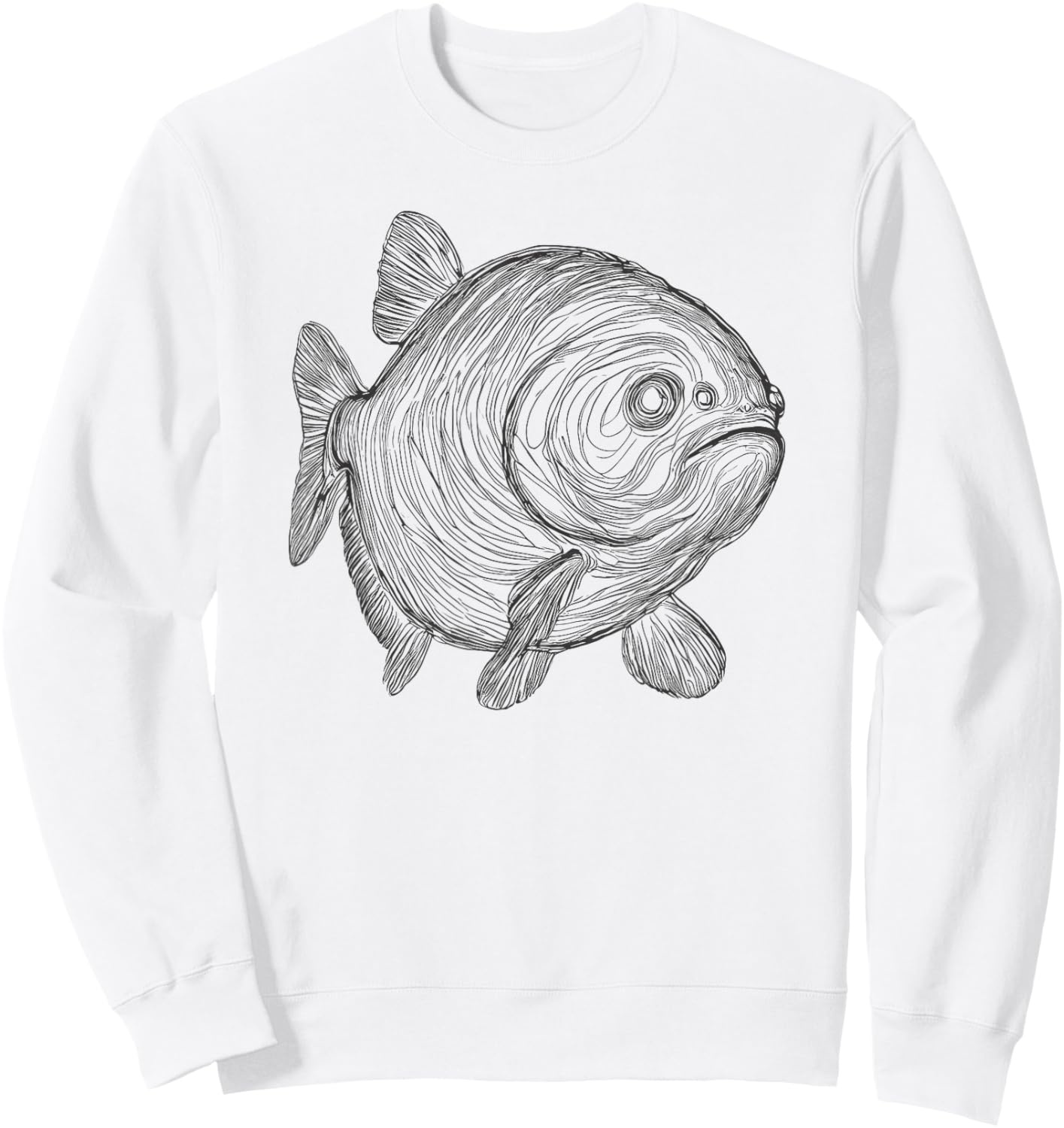 Line Art Piranha Piranhas Sweatshirt - Sweatshirt | White
