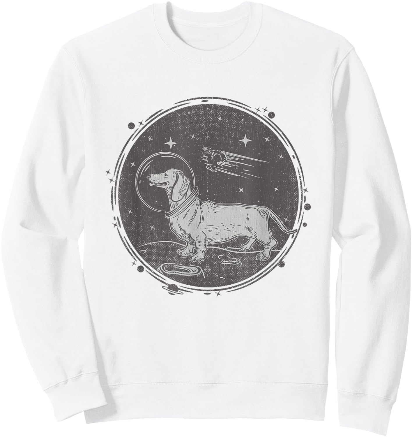Dachshund Dog In Space Retro Dachshund Sweatshirt - Sweatshirt | White