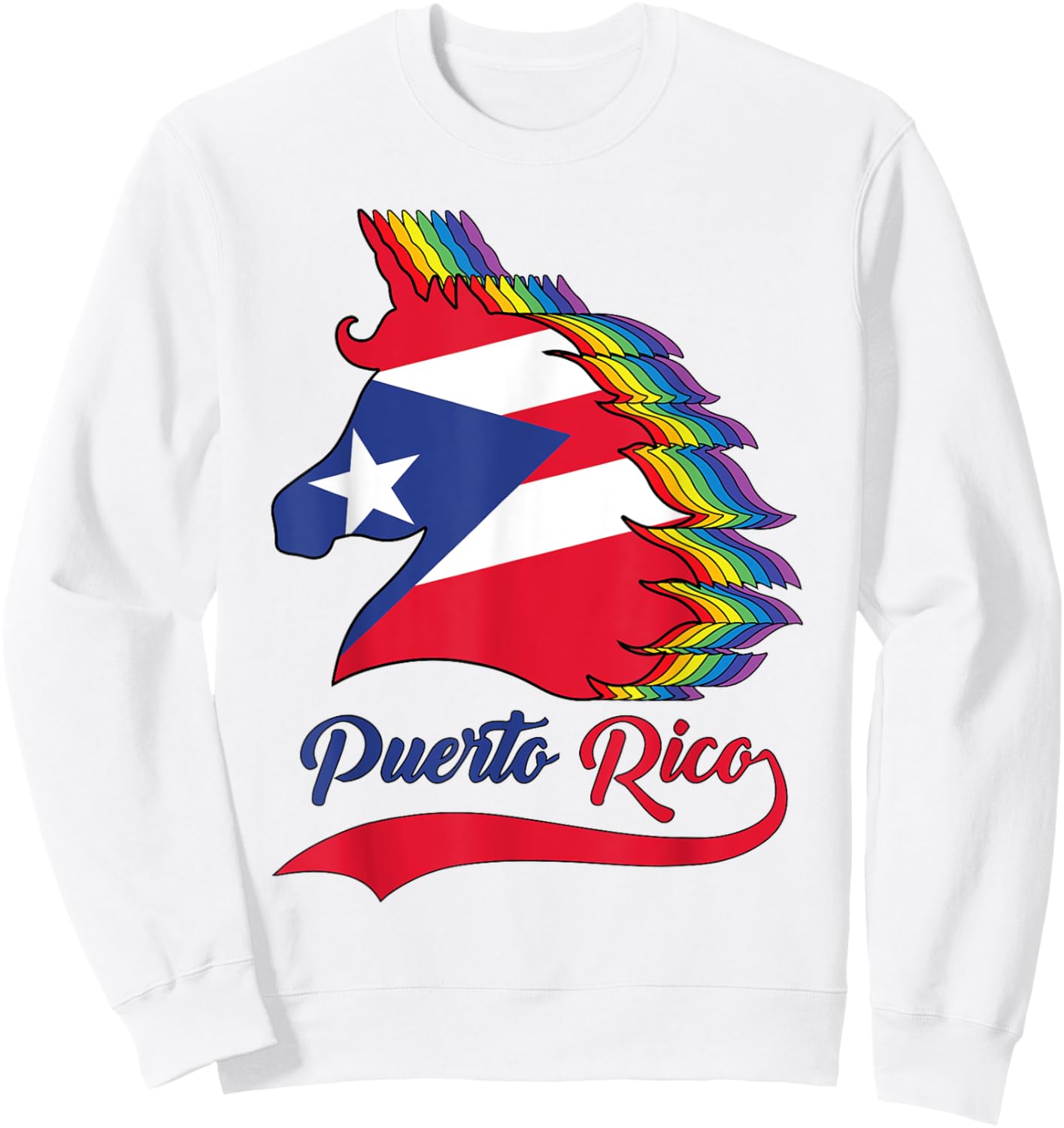 Puerto Rico Puerto Rican Flag Unicorn Rainbow Toddler Girls Sweatshirt - Sweatshirt | White