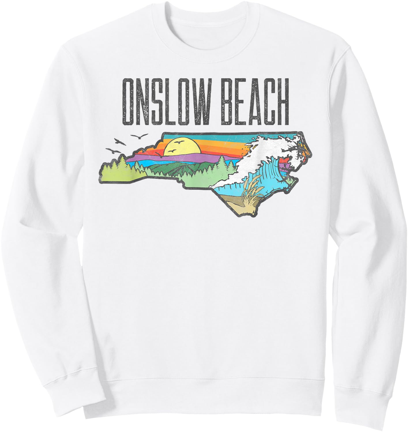 Onslow Beach State of North Carolina Outdoors Graphic Sweatshirt - Sweatshirt | White