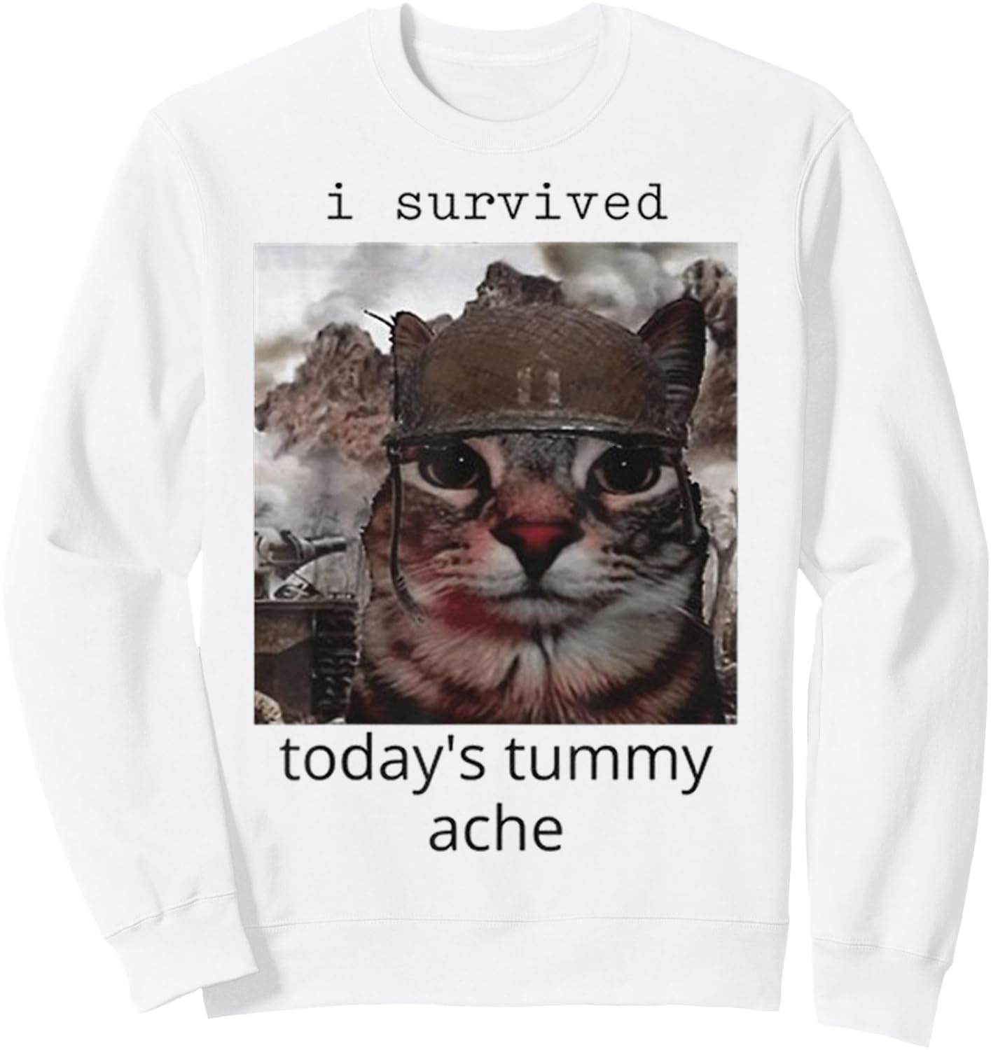 I survived today's tummy ache Cat Sweatshirt - Sweatshirt | White