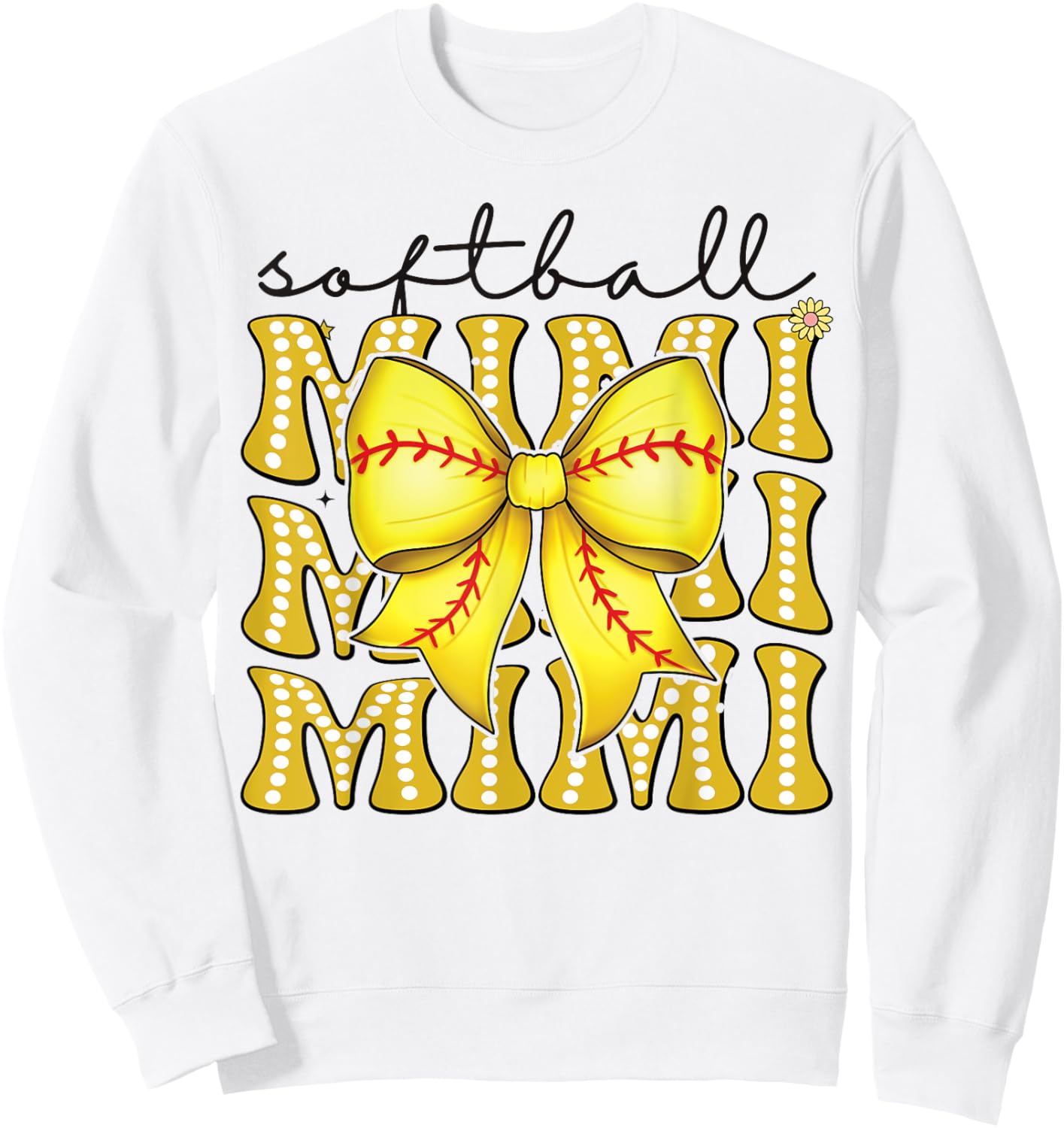 Softball Mimi Retro Softball Coquette Bow Groovy Sweatshirt - Sweatshirt | White