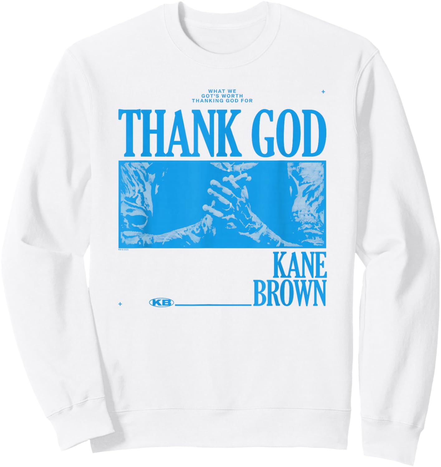 Kane Brown Thank God White & Blue Country Music Artist Sweatshirt - Sweatshirt | White