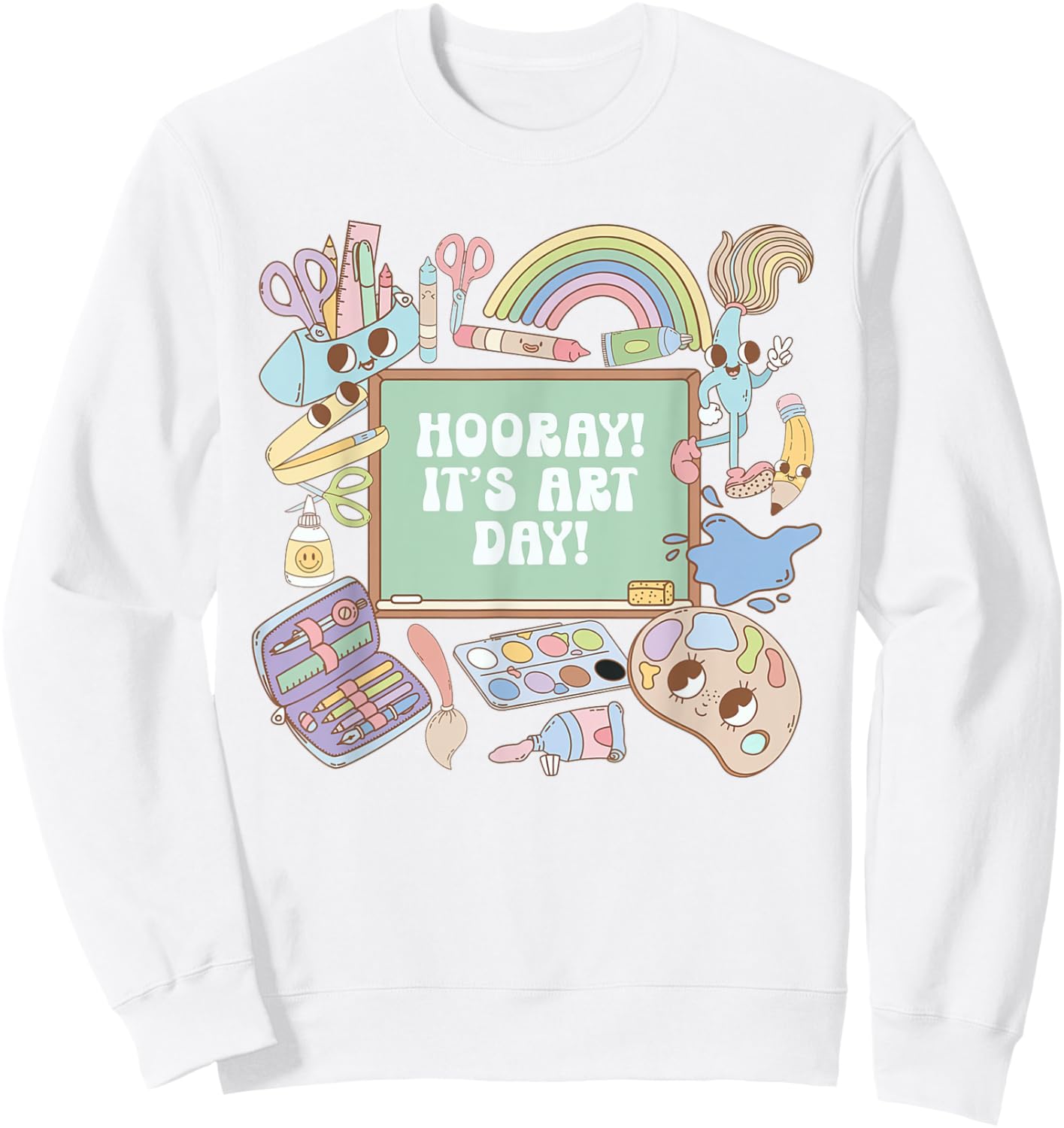Retro Hooray It's Art Day Art Teacher Back To School Women Sweatshirt - Sweatshirt | White