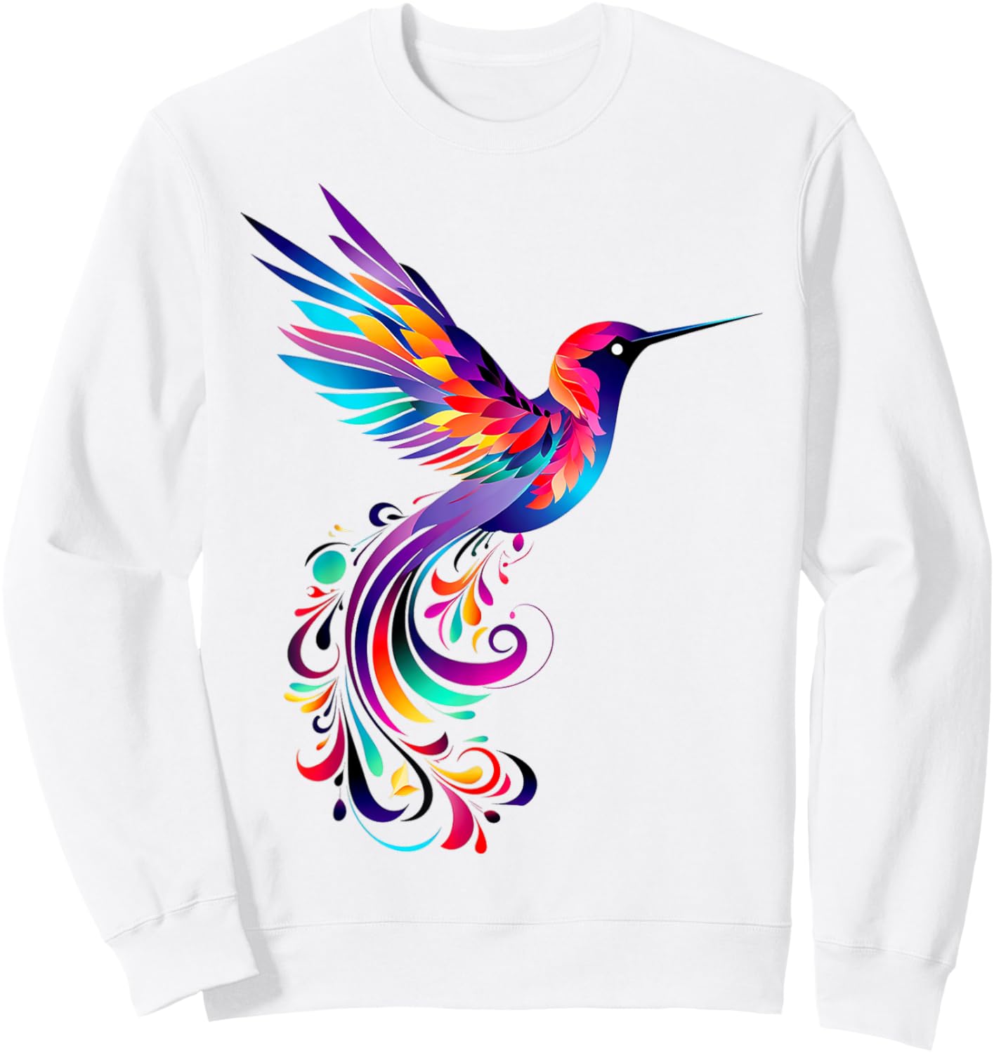 Hummingbird Colorful Motif Animal Abstract Art Hummingbird Sweatshirt - Sweatshirt | White