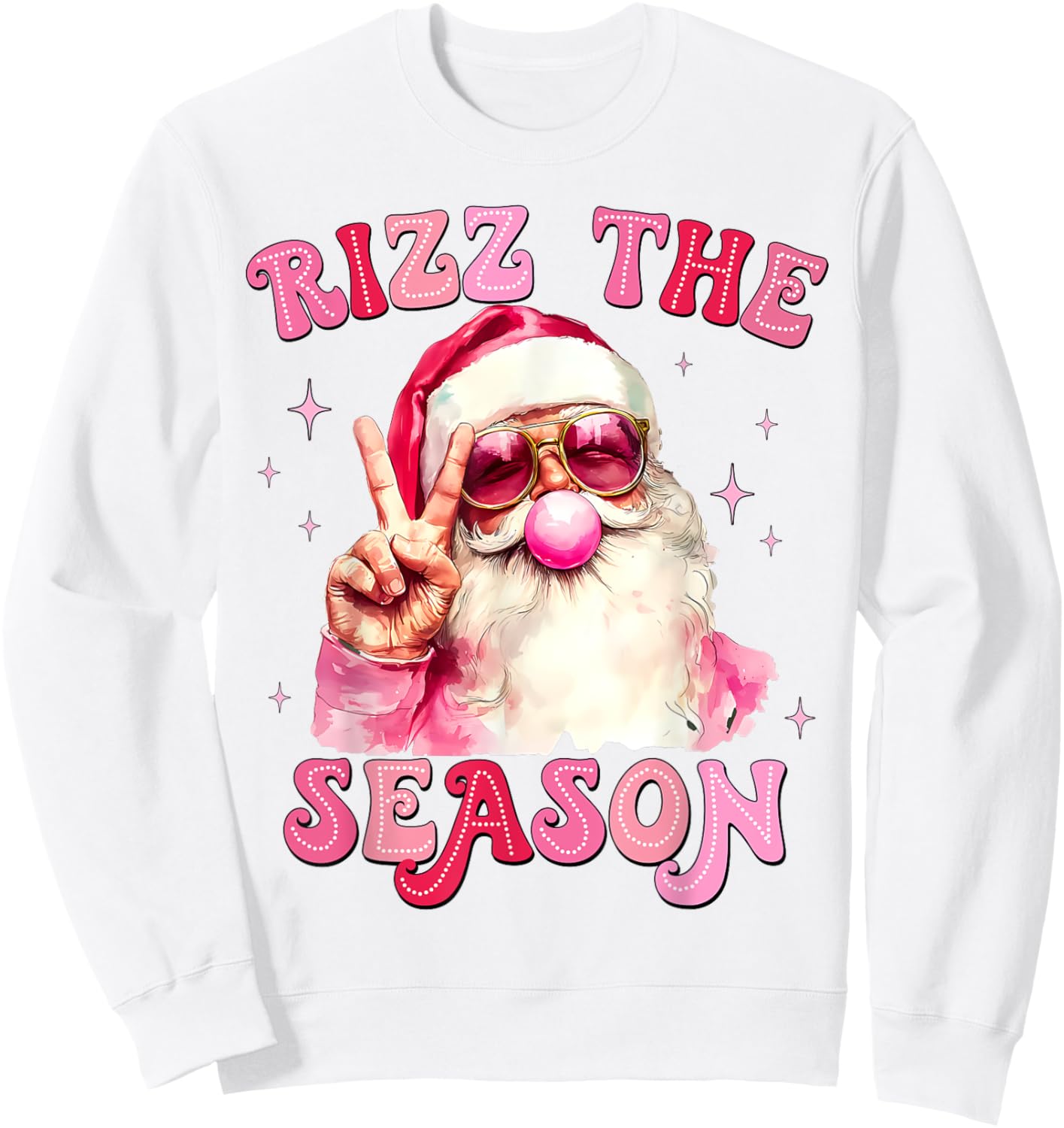 Rizz The Season Santa Pink Bubble Gum Rizzmas Christmas Kids Sweatshirt - Sweatshirt | White