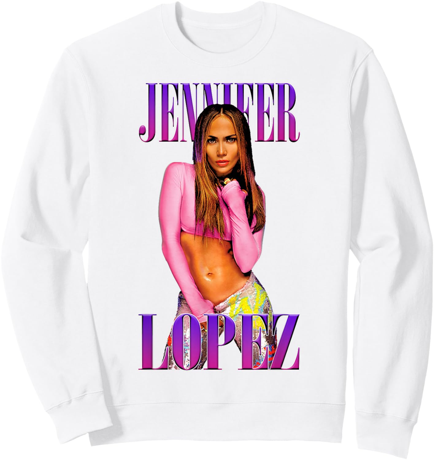 Jennifer Lopez Pink Pose White Sweatshirt - Sweatshirt | White