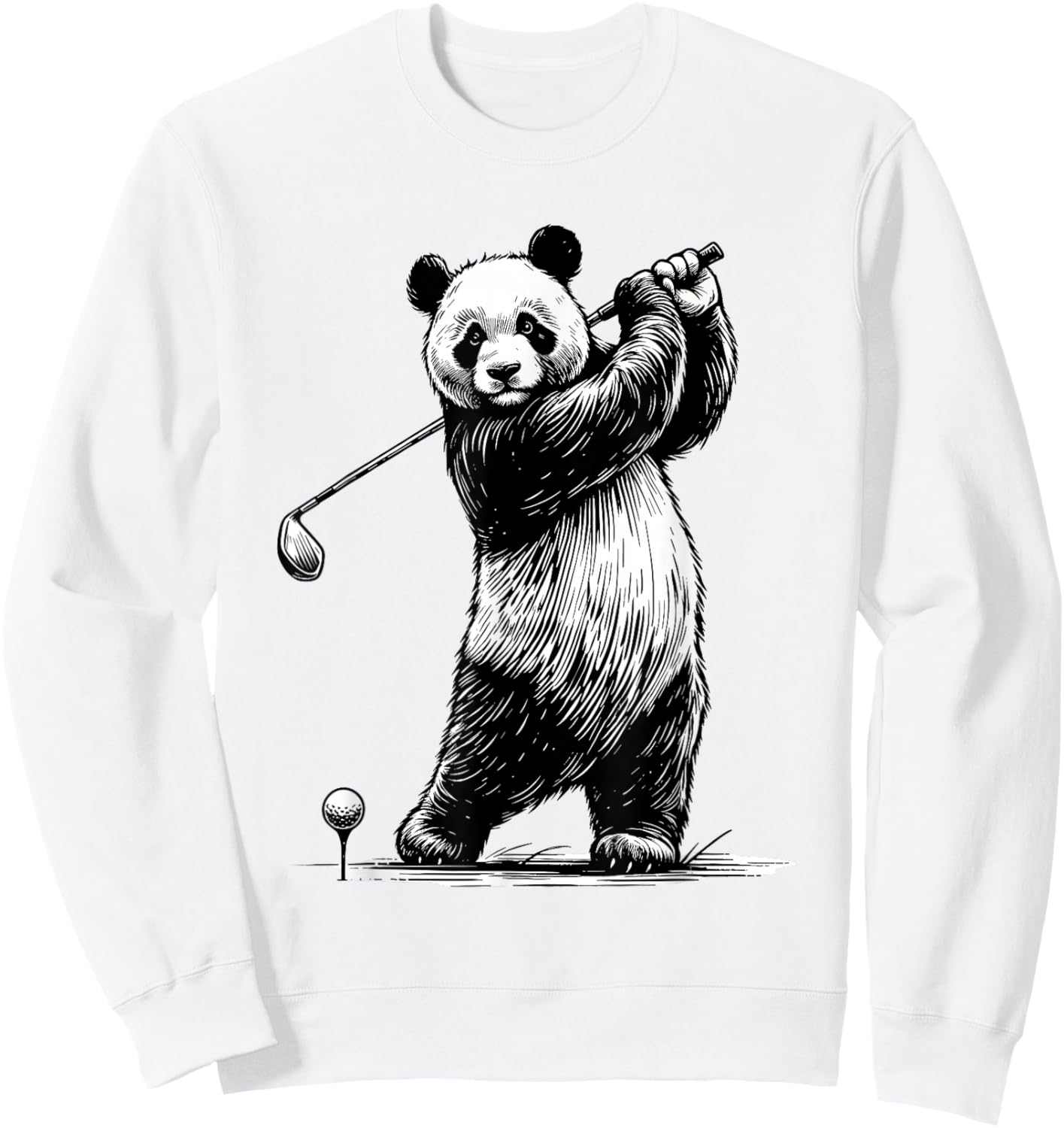 Panda Bear Playing Golf Funny Golfing Lover Golfer Sweatshirt - Sweatshirt | White
