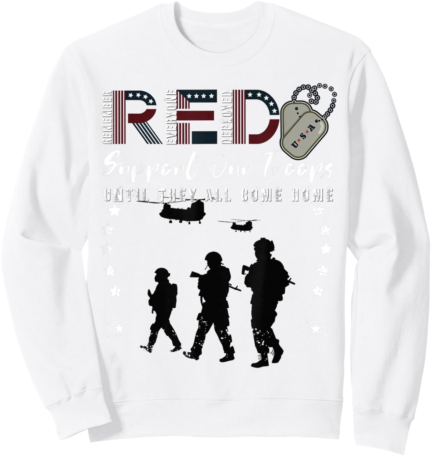 Red Friday Military On Friday We Wear Red Support Our troops Sweatshirt - Sweatshirt | White
