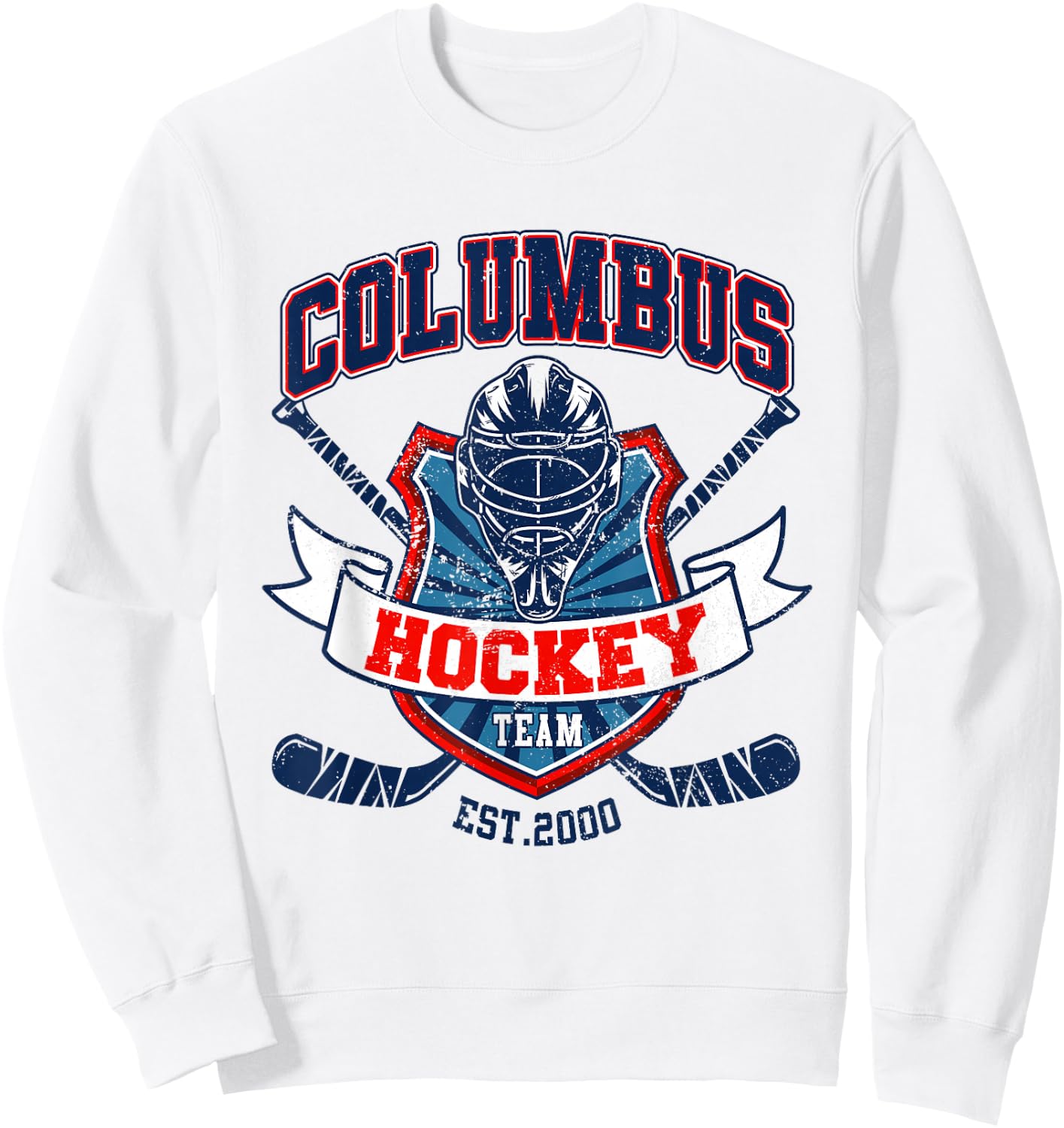 Columbus Blue Retro Jackets Hockey Vintage Ice Hockey Player Sweatshirt - Sweatshirt | White
