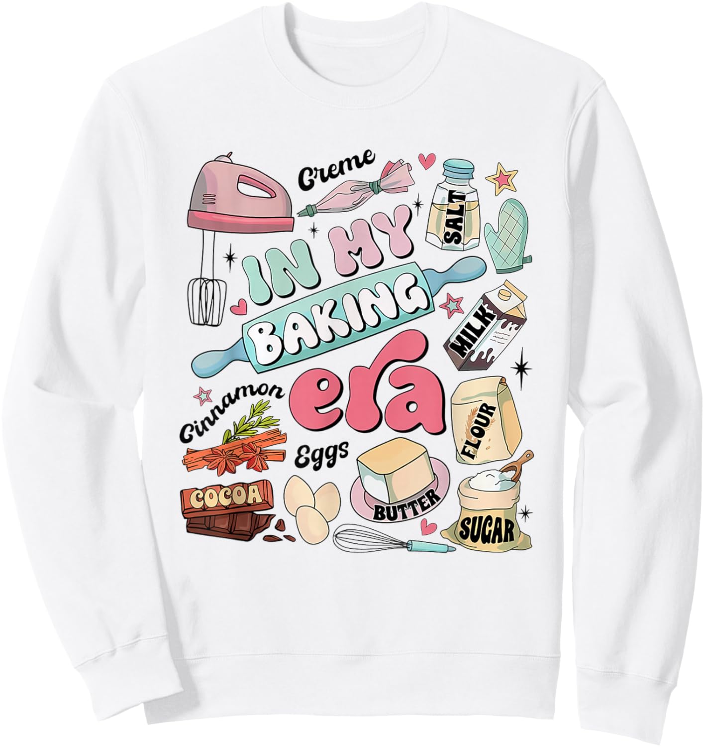 Retro In My Baking Era Funny Baker Baking Cute Chef Women Sweatshirt - Sweatshirt | White