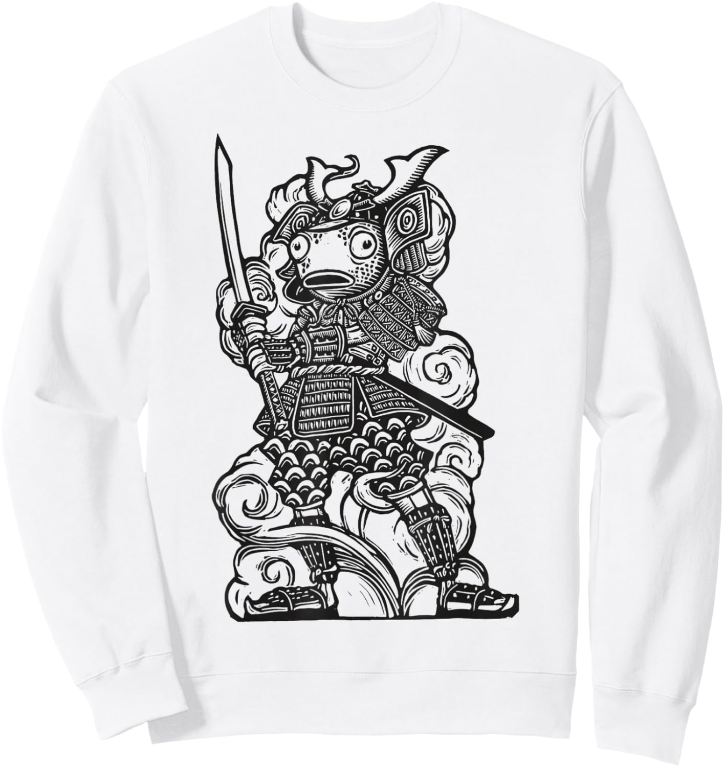 Fortnite Samurai Fishstick Black & White Print Sweatshirt - Sweatshirt | White