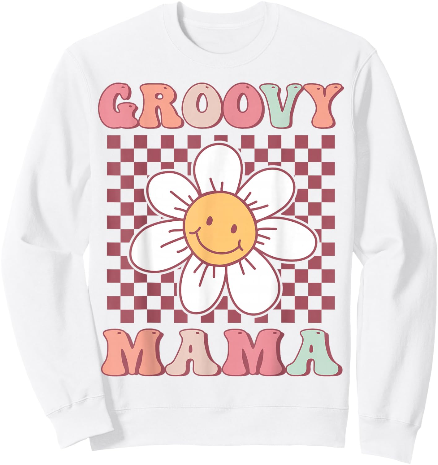 Cute Groovy Mama Matching Family Birthday Party Daisy Flower Sweatshirt - Sweatshirt | White