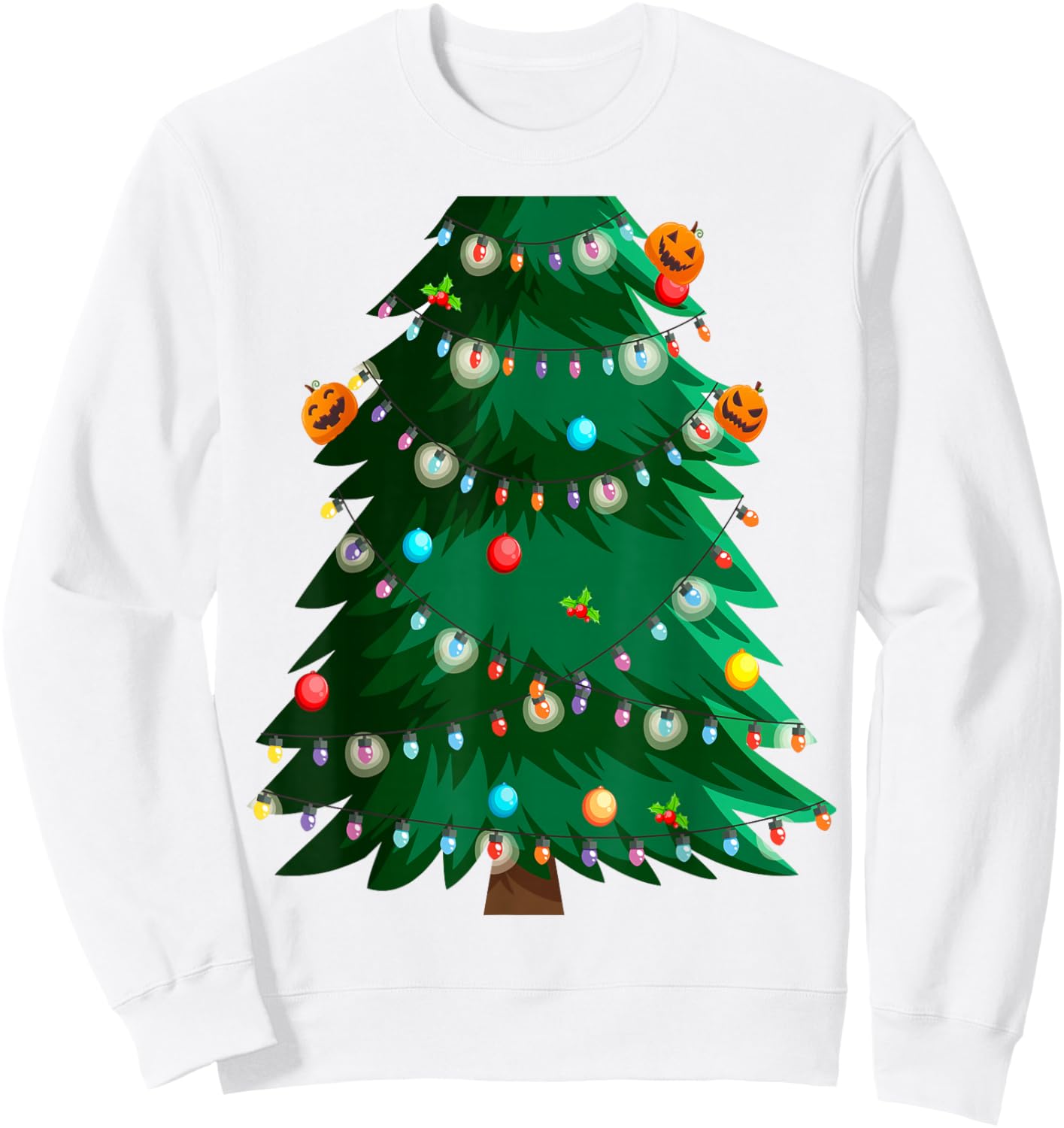 Christmas Tree Costume Idea For Adults & Christmas Tree Sweatshirt - Sweatshirt | White