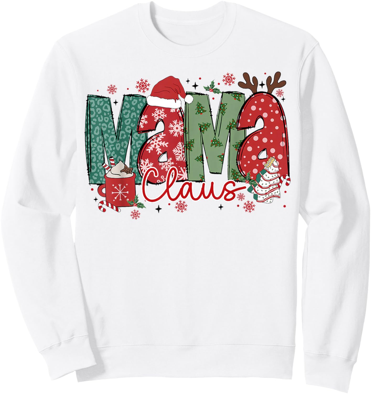 Mama Claus Christmas Pajama Santa Claus Family Matching Sweatshirt - Sweatshirt | White