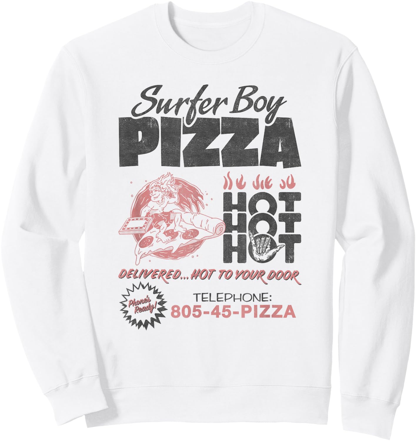 Stranger Things Surfer Boy Pizza Flyer Sweatshirt - Sweatshirt | White