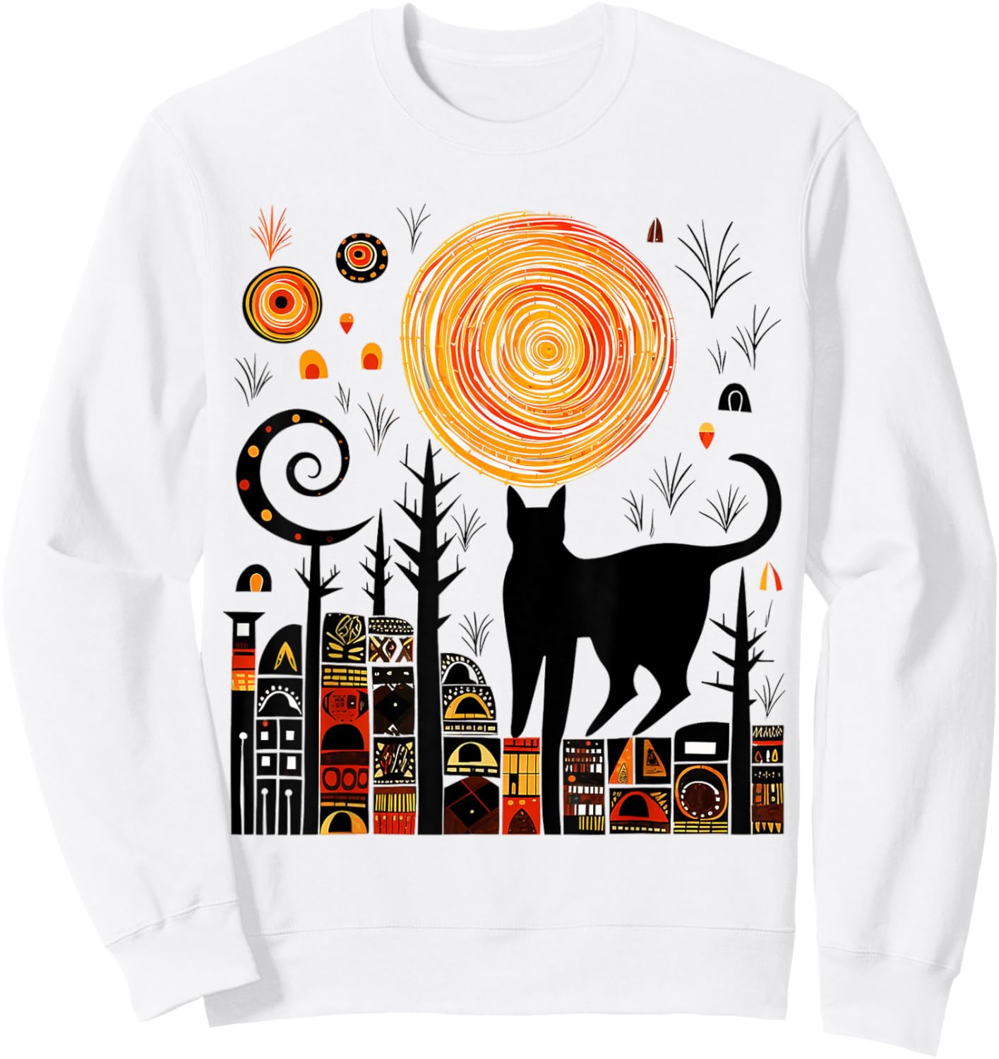 Nature Geometric Cat Art Abstract Polygon Graphic Nature Women Kids Sweatshirt - Sweatshirt | White