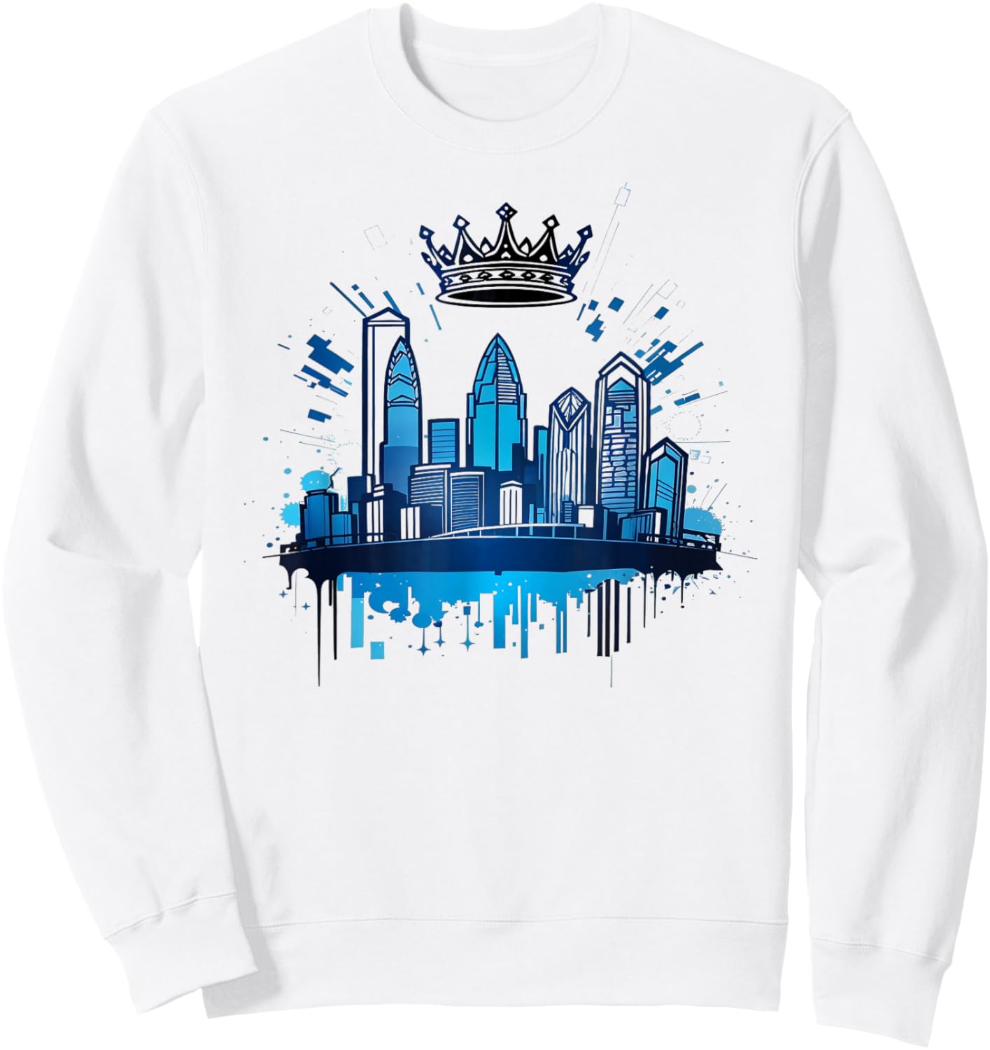 Charlotte Skyline Crown 704 Queen City Sweatshirt - Sweatshirt | White