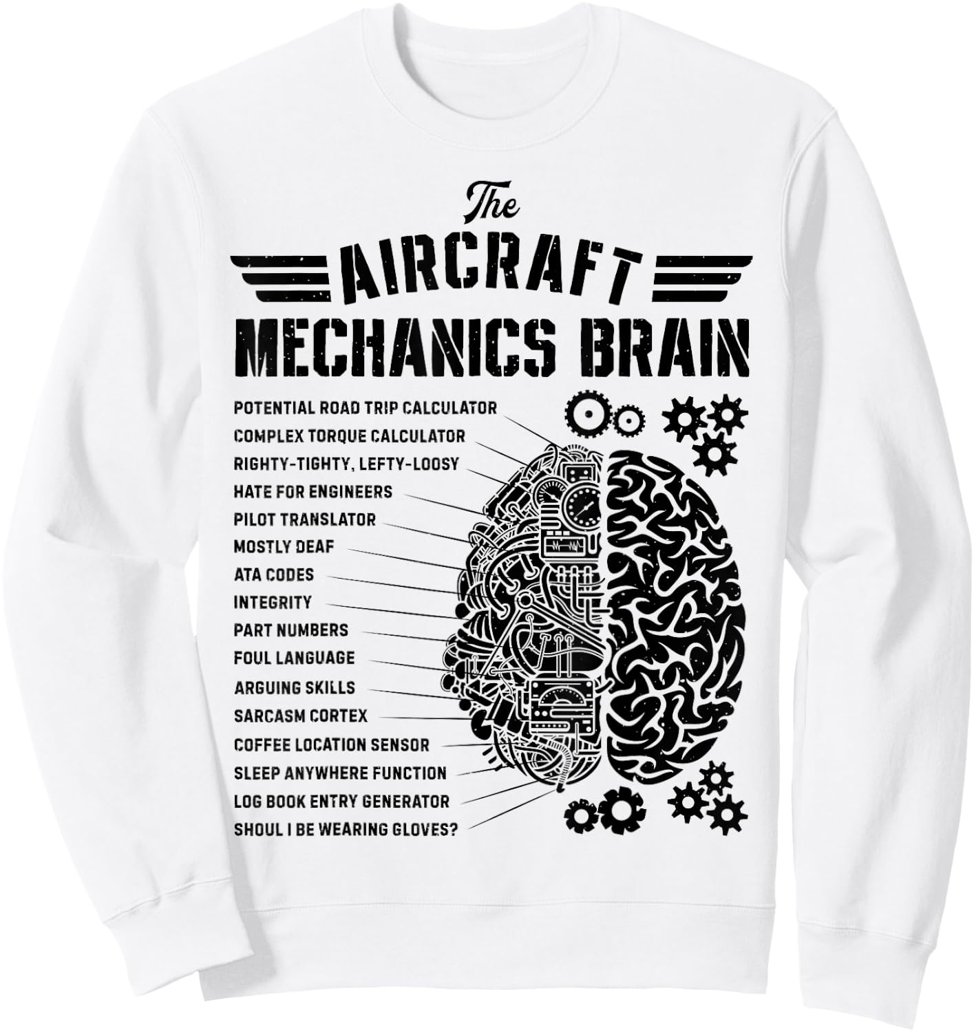Aircraft Mechanics Brain Funny Aviation Technician Gifts Men Sweatshirt - Sweatshirt | White