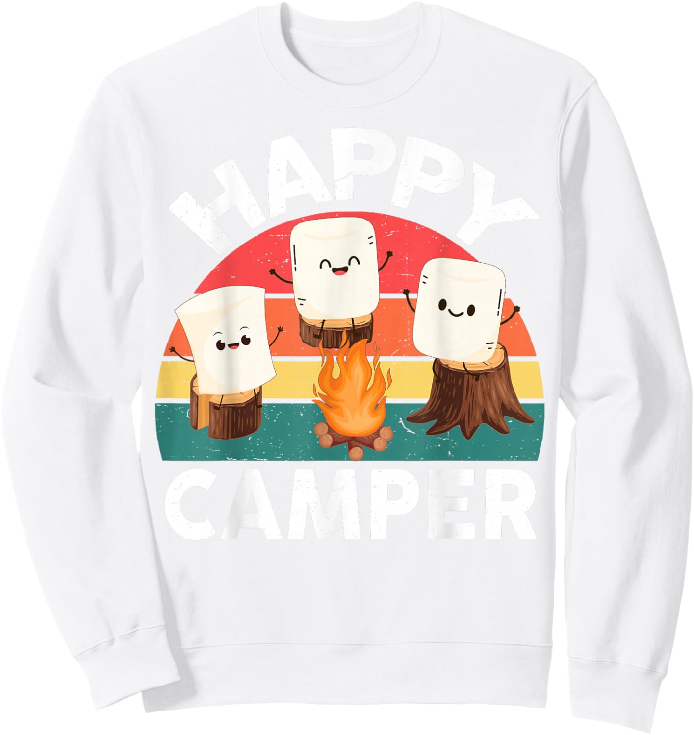 Happy Marshmallow Camper-Shirt Kids Toddler Boy Cute Camping Sweatshirt - Sweatshirt | White