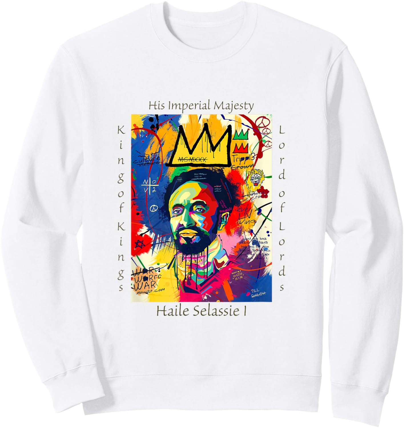 Haile Selassie Portrait Sweatshirt - Sweatshirt | White