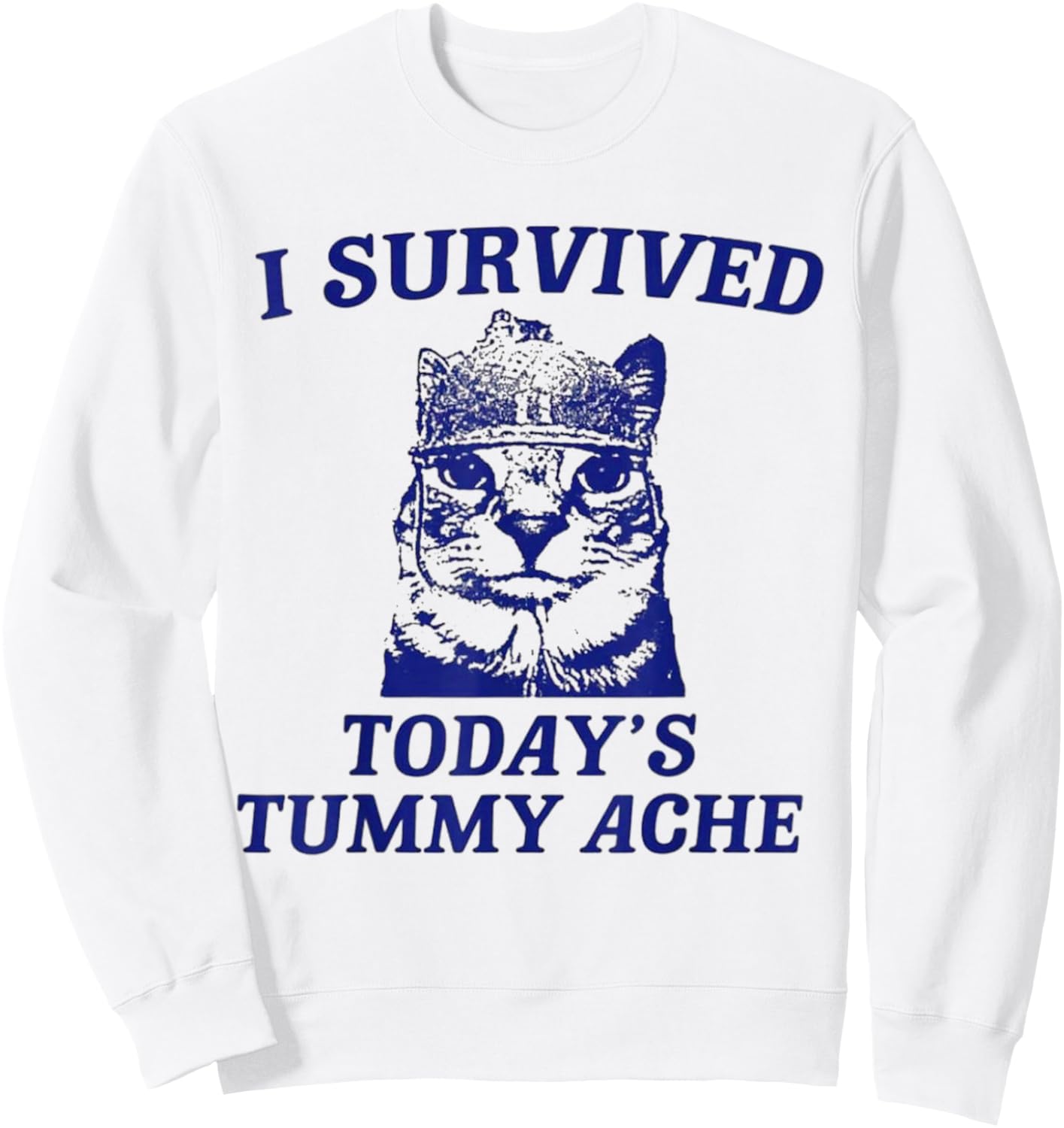 I survived today's tummy ache Cat Sweatshirt - Sweatshirt | White