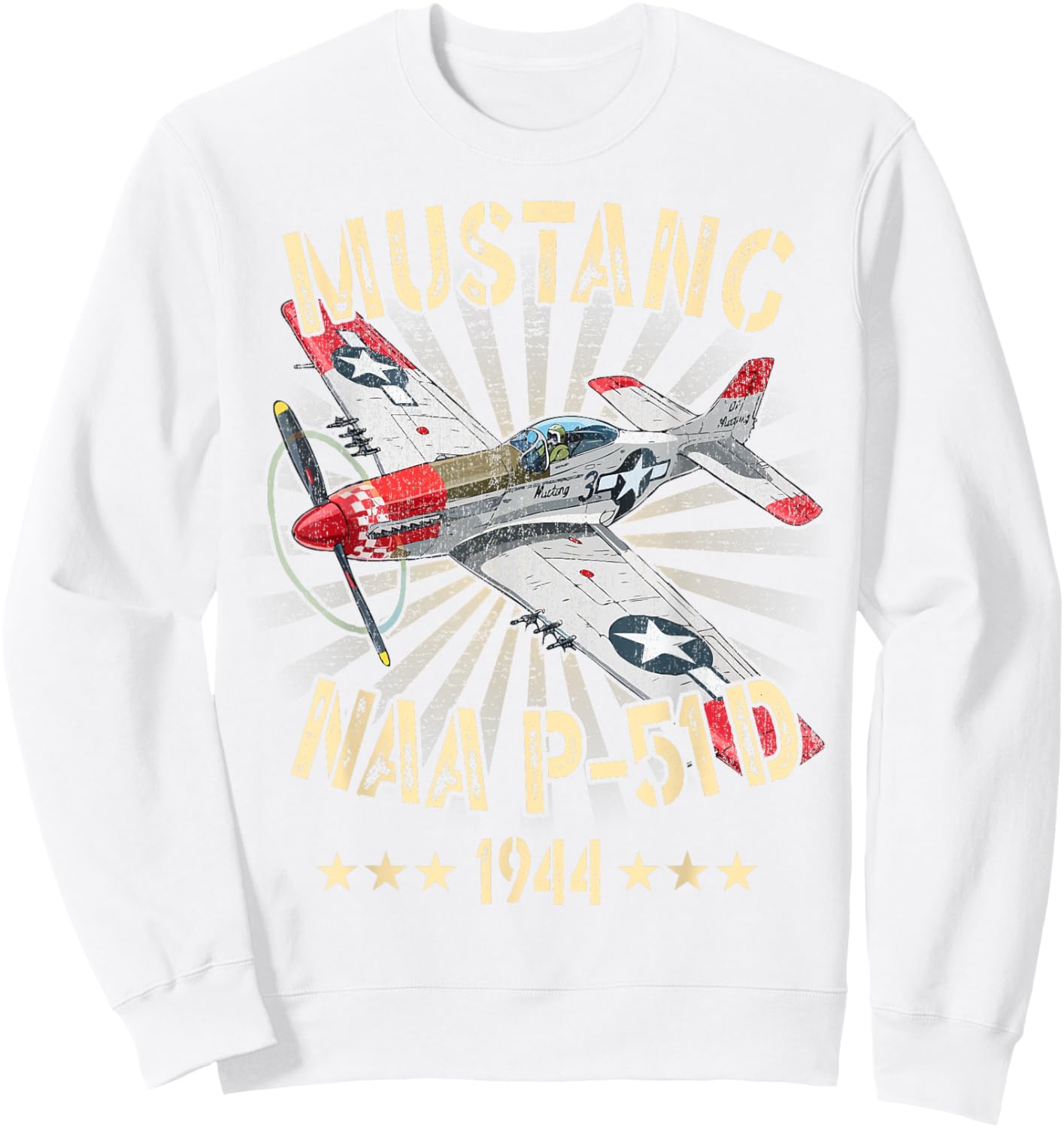 P-51D Mustang Vintage North American P-51D Fighter Warbirds Sweatshirt - Sweatshirt | White