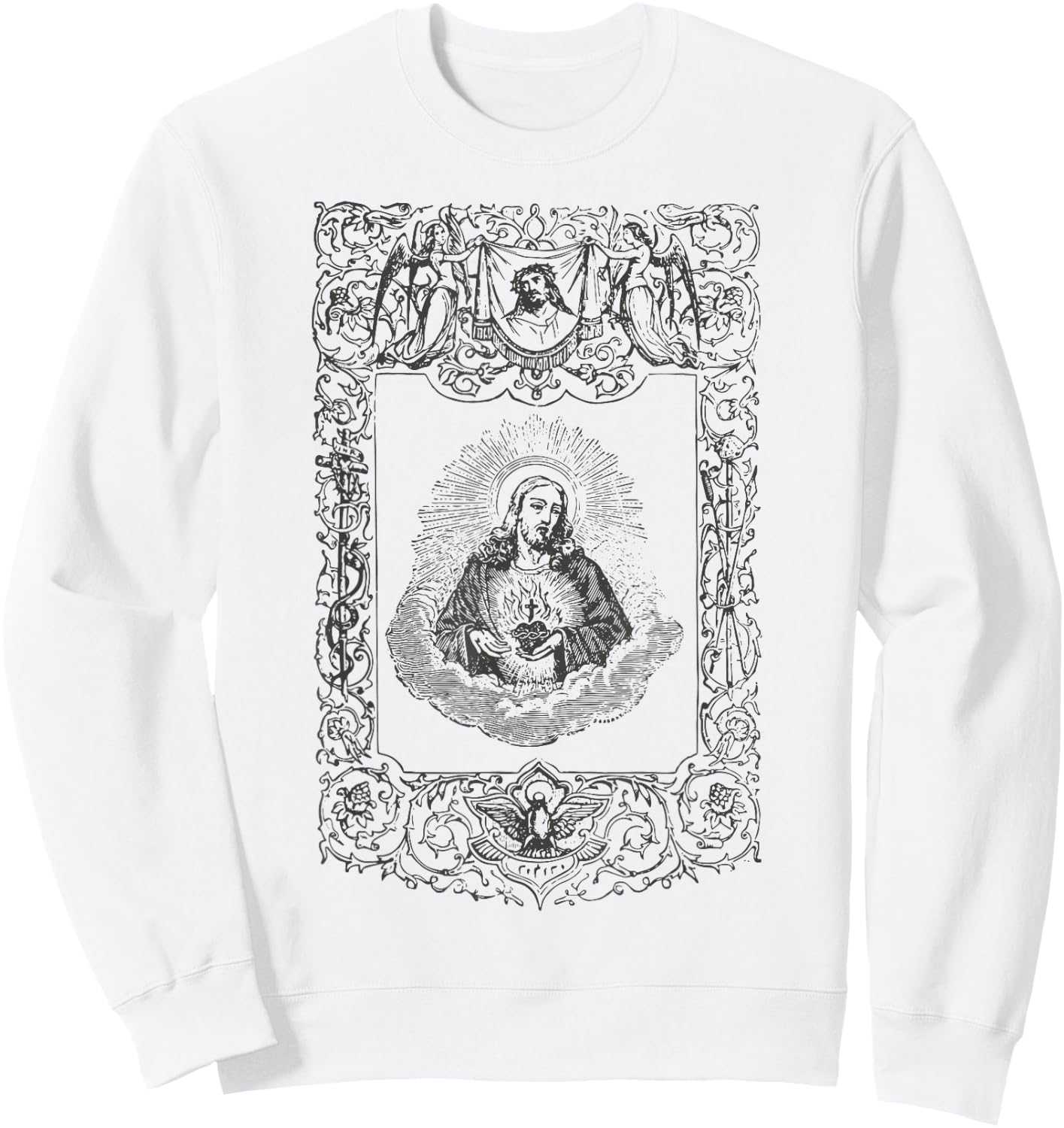 Sacred Heart of Jesus Christ Vintage Catholic Art Gifts INRI Sweatshirt - Sweatshirt | White