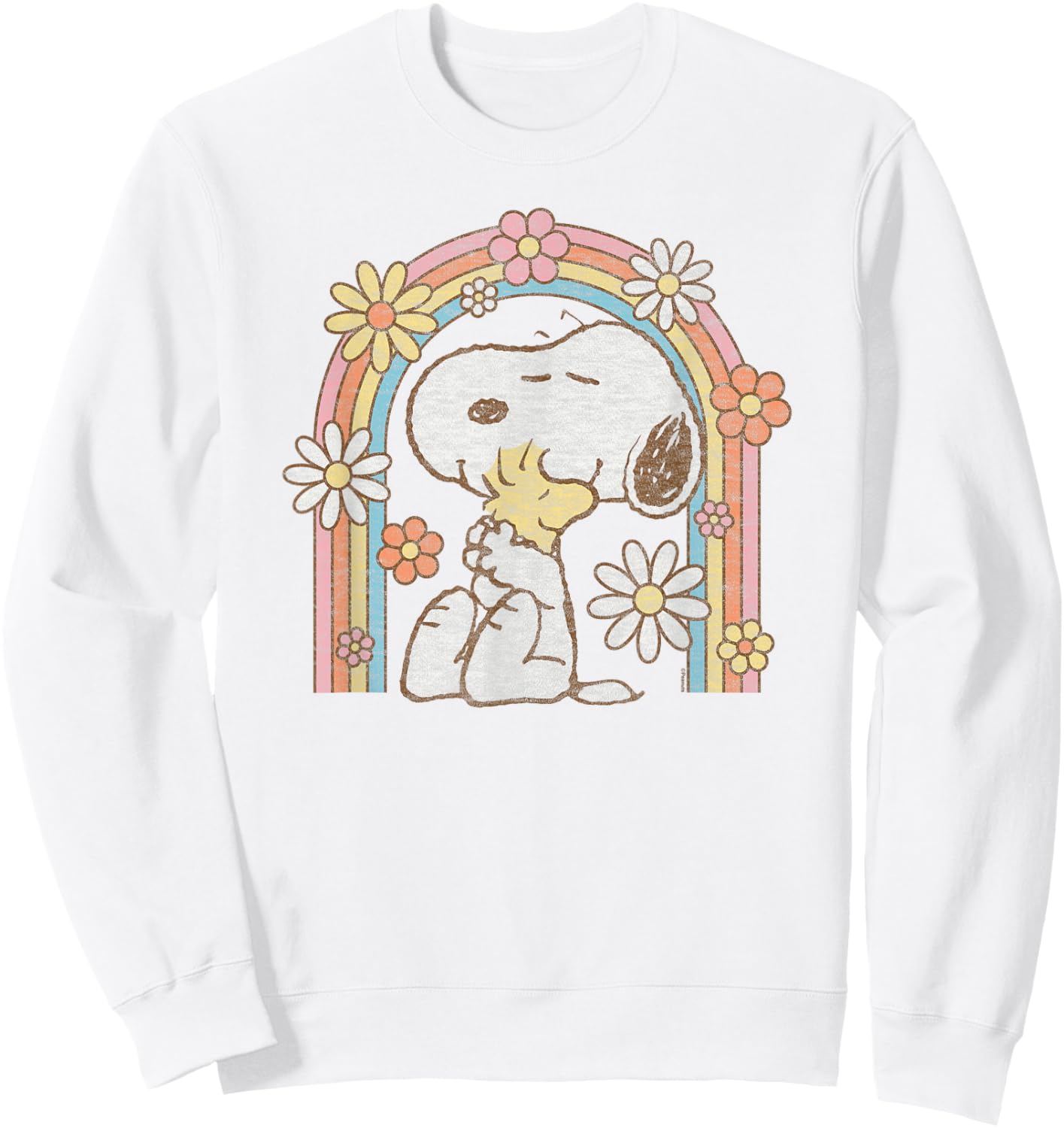 Peanuts Retro Flower Rainbow Sweatshirt - Sweatshirt | White