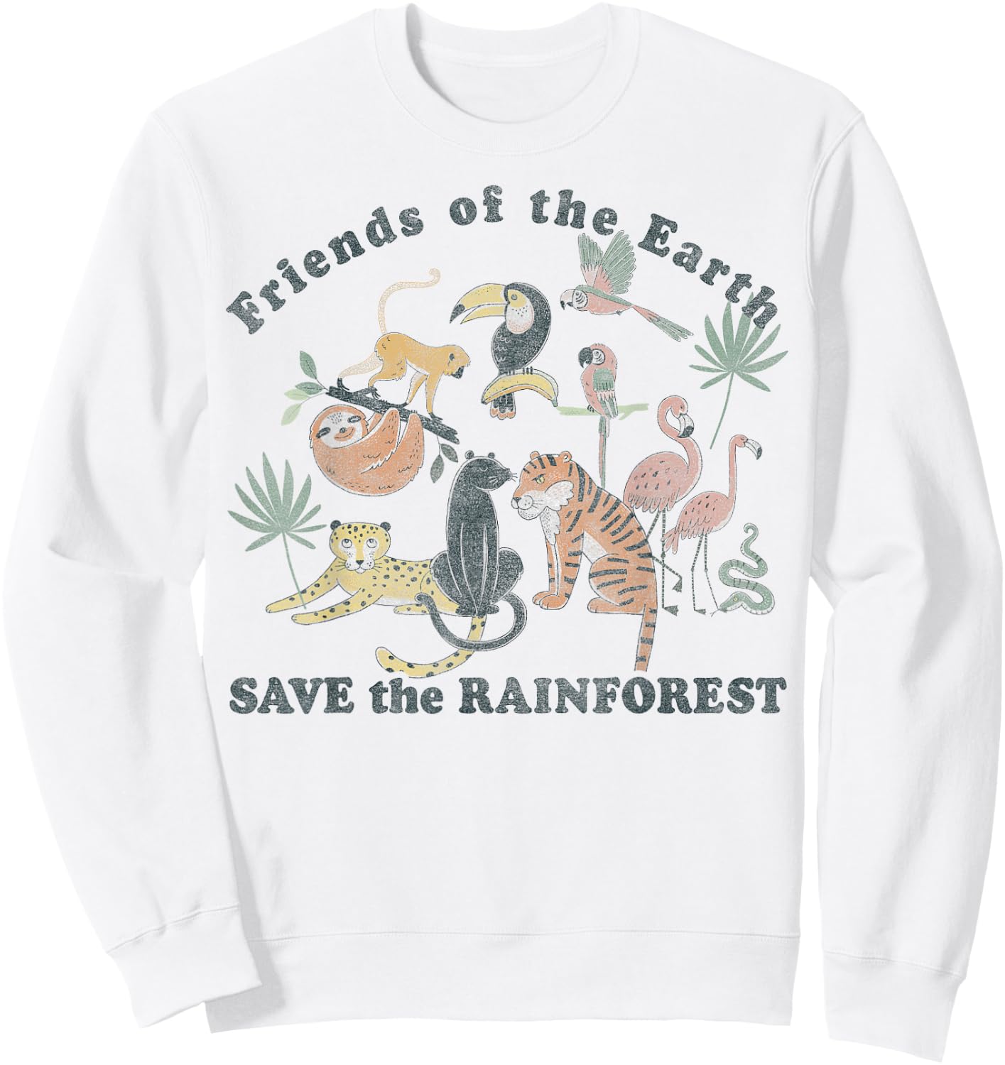 Trendy Animals Save The Rainforest Sweatshirt - Sweatshirt | White