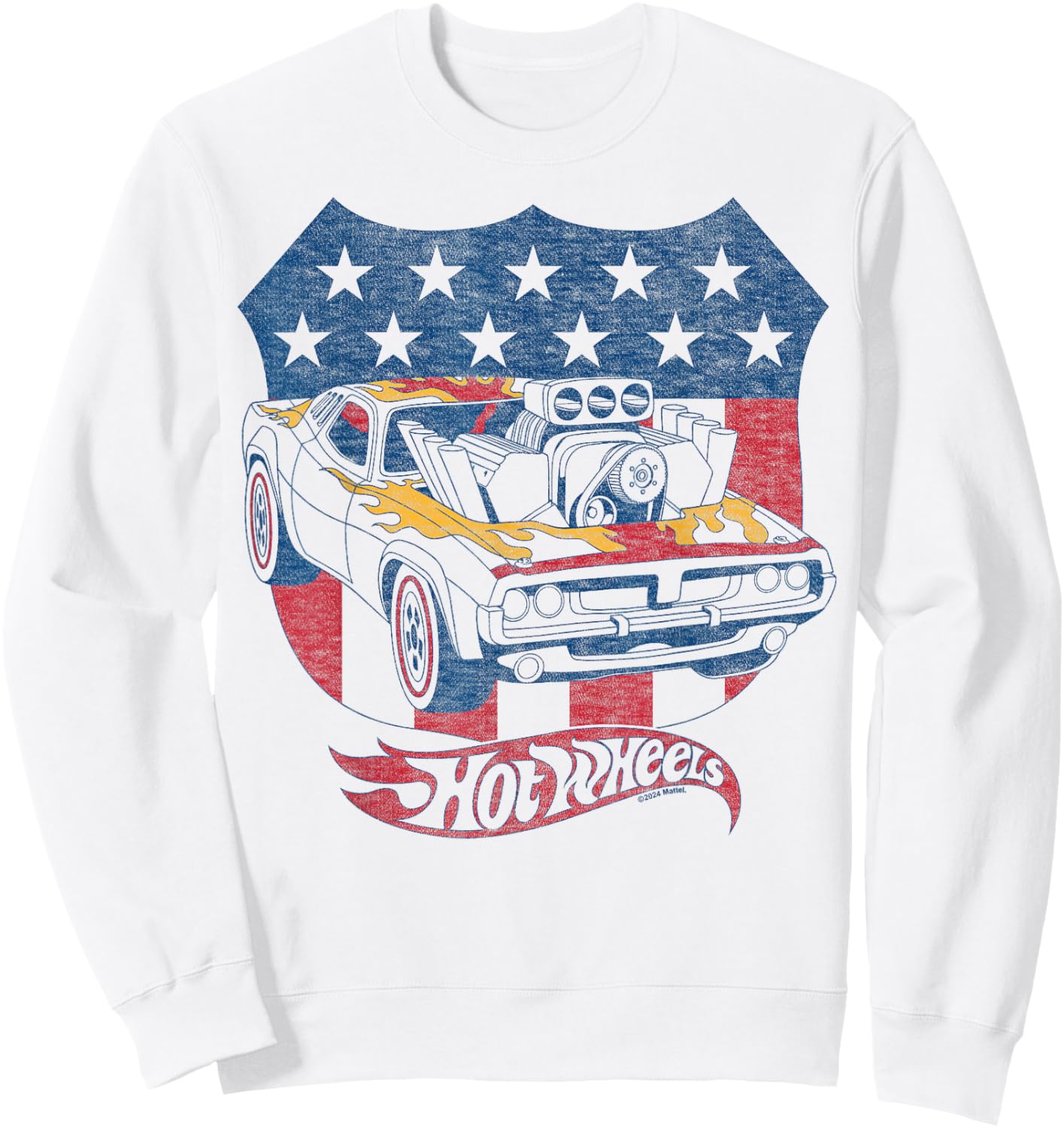 Hot Wheels - Patriotic American Flag Sweatshirt - Sweatshirt | White
