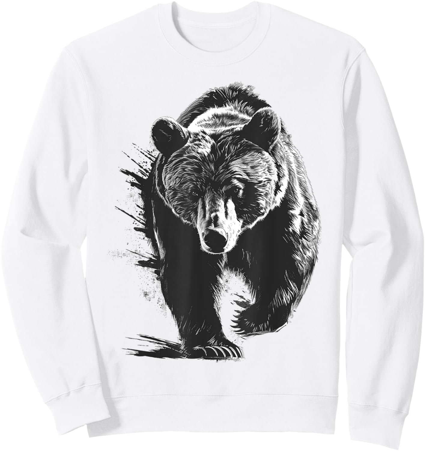Bear Drawing Animal Painting Graphic Art Bear Sweatshirt - Sweatshirt | White