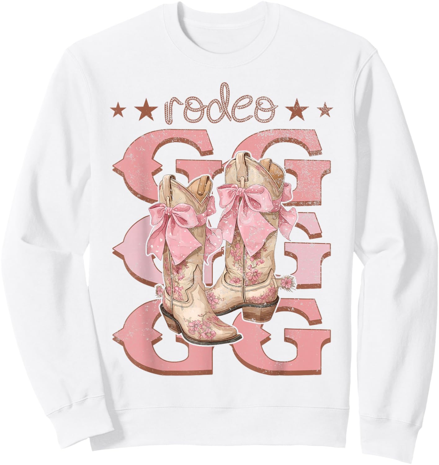 Rodeo GG Pink Boots Coquette Cow-Girl Birthday Party Sweatshirt - Sweatshirt | White