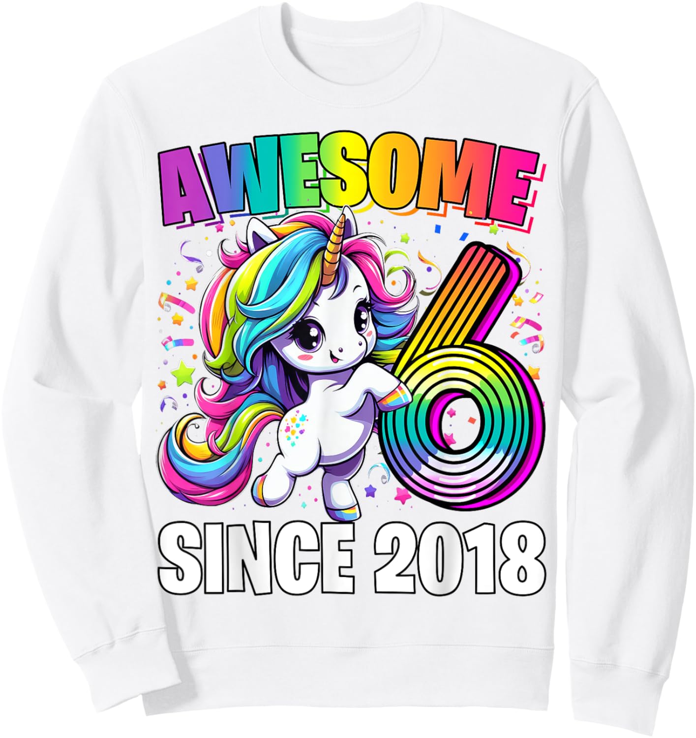 Unicorn 6th Birthday 6 Year Old Unicorn Party Girls Outfit Sweatshirt - Sweatshirt | White