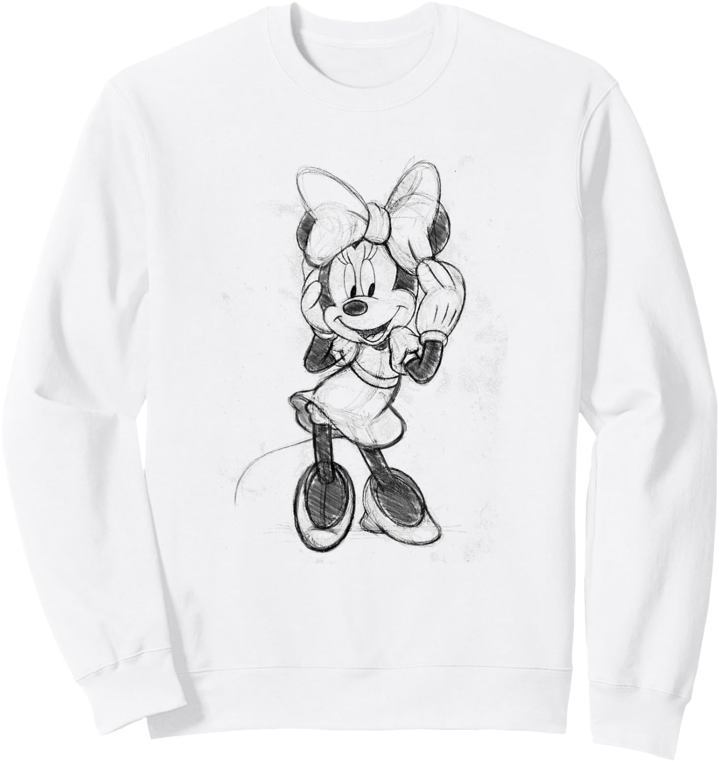Disney Minnie Mouse Classic Full Body Black & White Sketch Sweatshirt - Sweatshirt | White