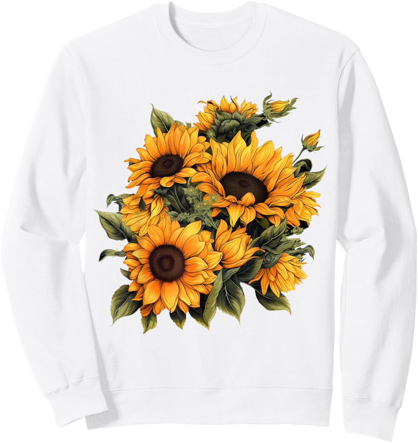 Yellow Sunflower Cute summer Sun flowers Floral Positivity Sweatshirt - Sweatshirt | White