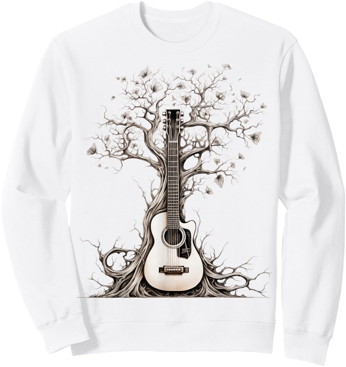 Acoustic Guitar Tree Of Life Nature Of Music Guitarist Sweatshirt - Sweatshirt | White