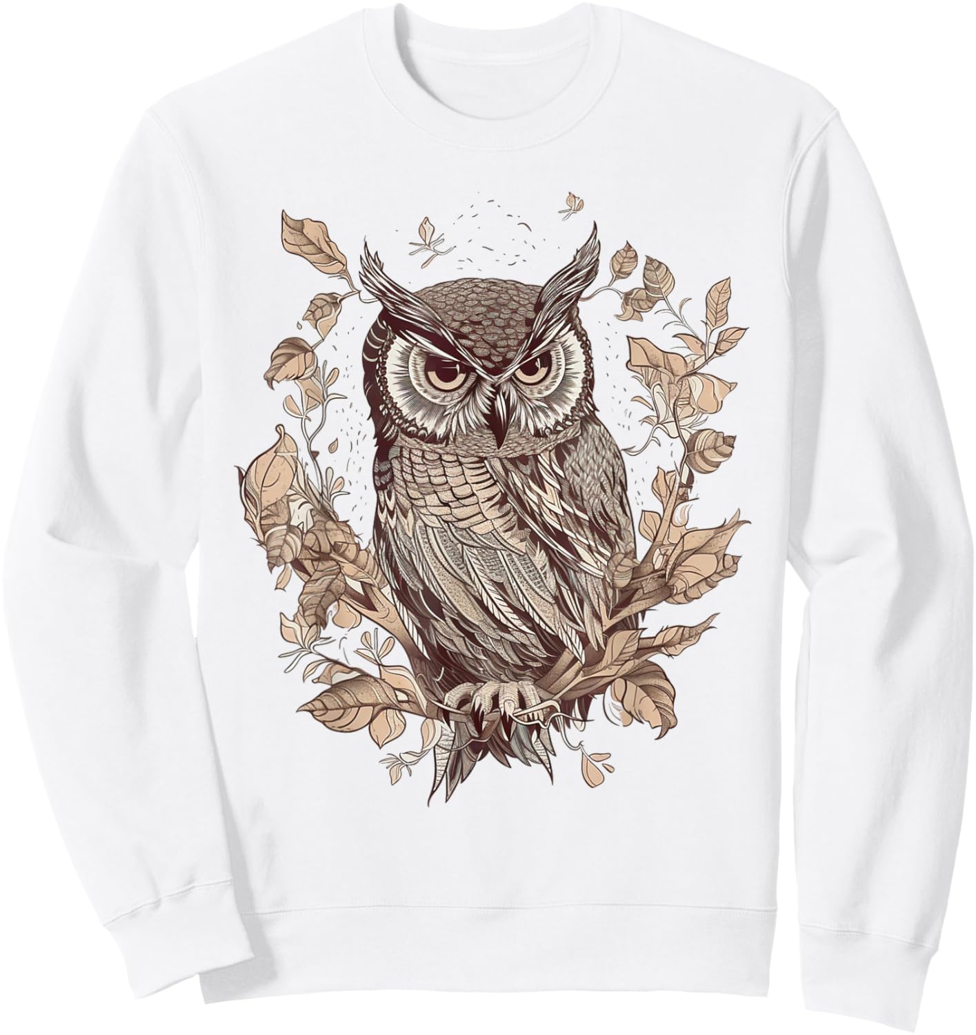 Moon Owl Birds Owl Gifts Graphic Women Boys Girls Sweatshirt - Sweatshirt | White