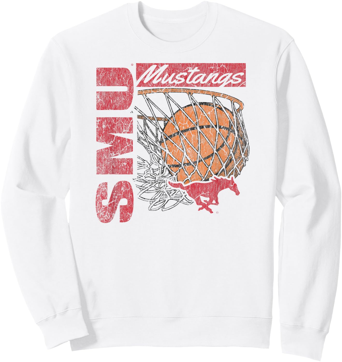 SMU Mustangs Vintage Basketball 90's White Sweatshirt - Sweatshirt | White