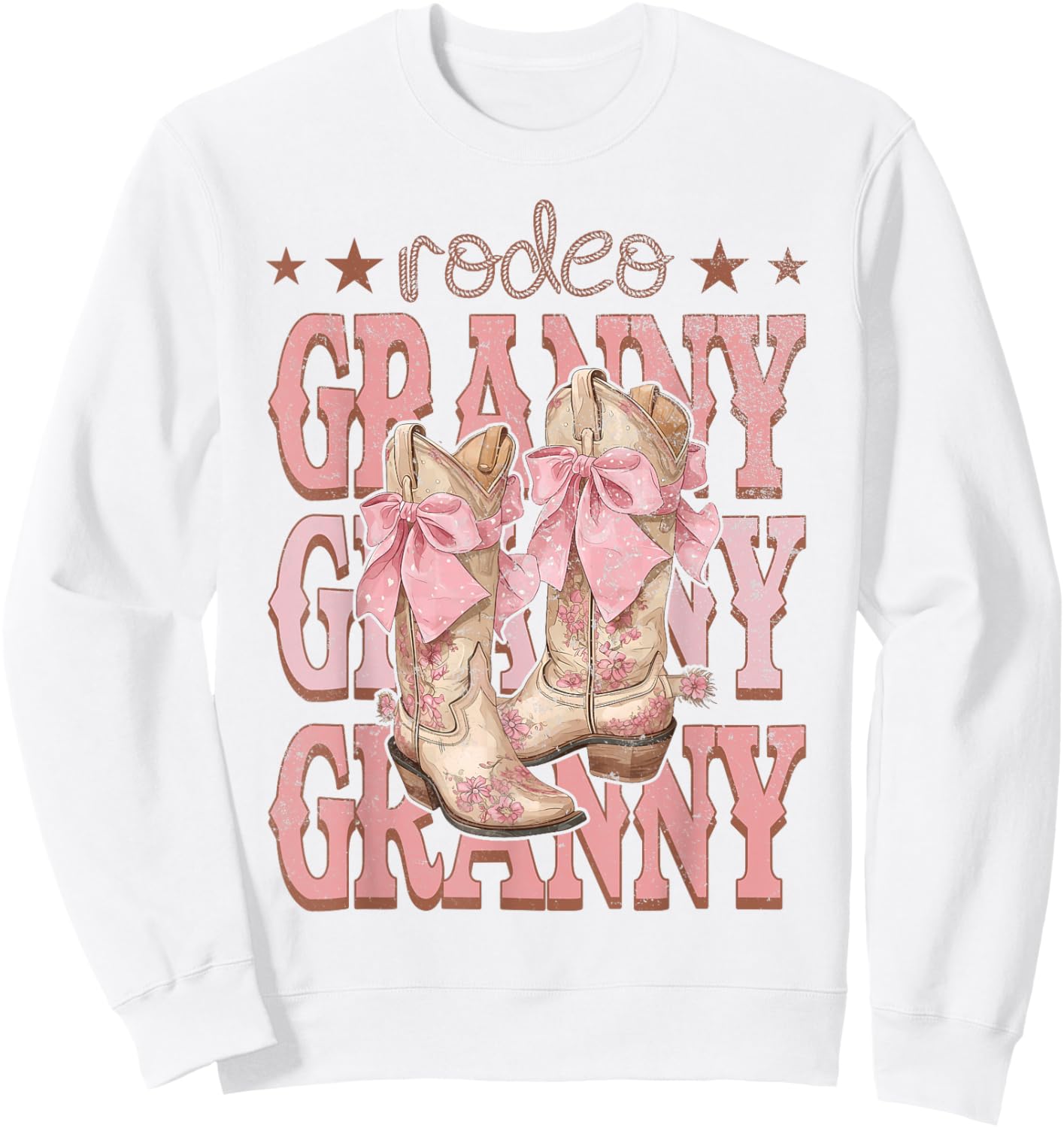 Rodeo Granny Pink Boots Coquette Cow-Girl Birthday Party Sweatshirt - Sweatshirt | White