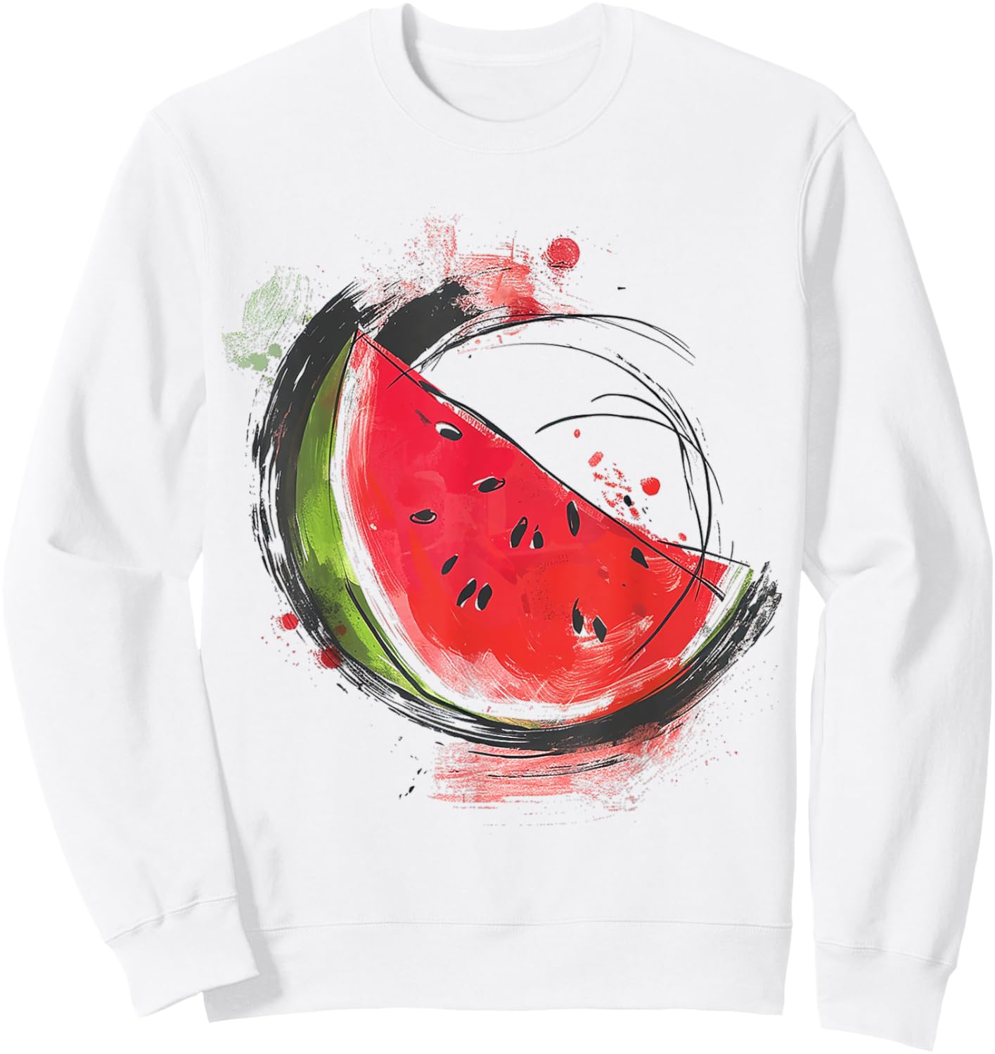 Watermelon Painting Motif Abstract Drawing Art Watermelon Sweatshirt - Sweatshirt | White
