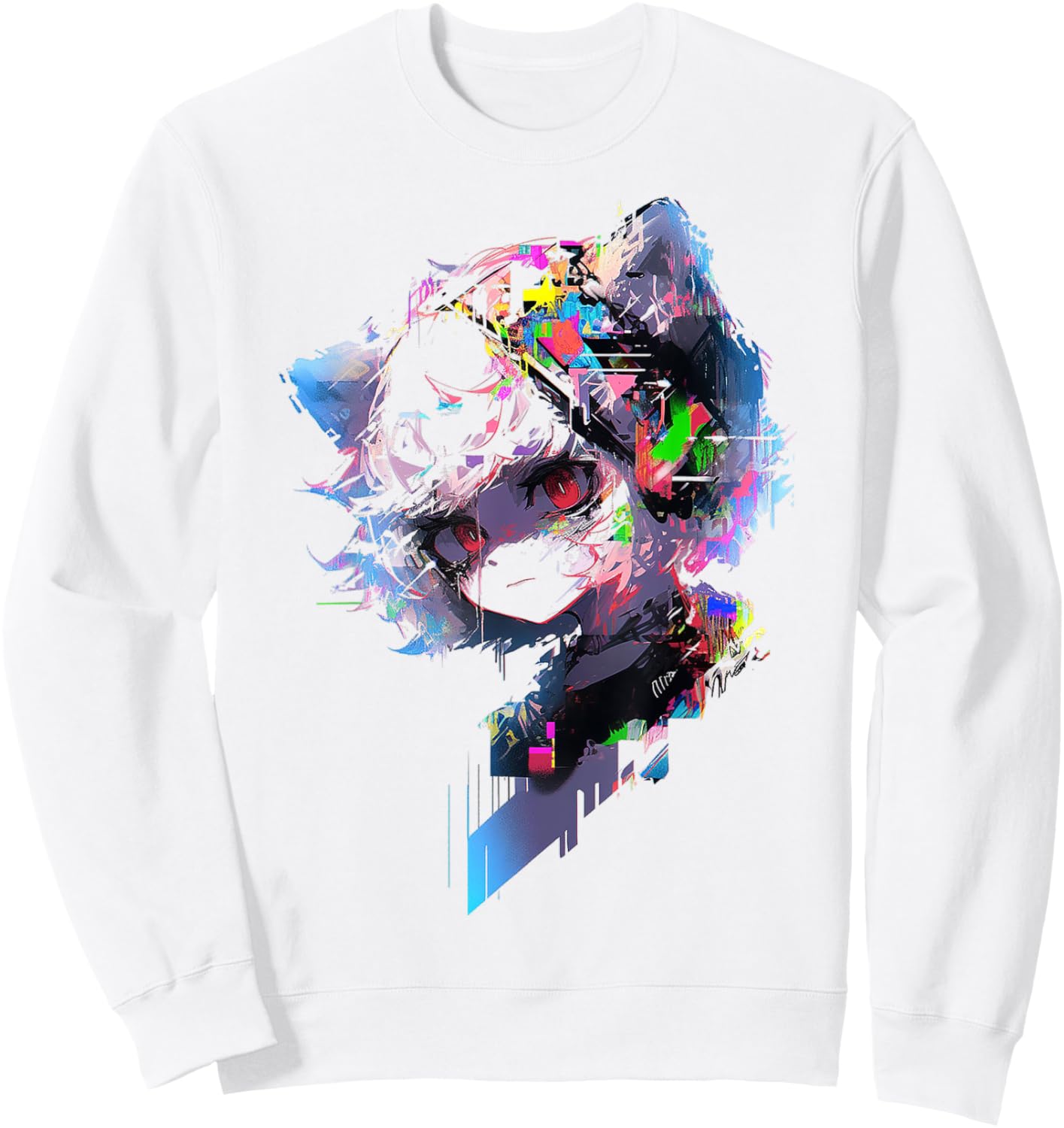 Anime Abstract Human Women Graphic Anime Sweatshirt - Sweatshirt | White