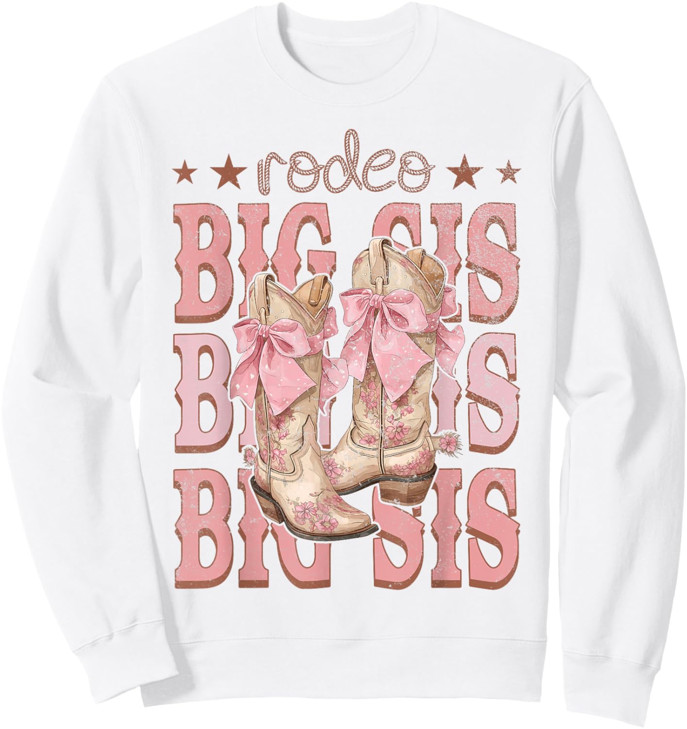 Rodeo Big Sis Pink Boots Coquette Cow-Girl Birthday Party Sweatshirt - Sweatshirt | White
