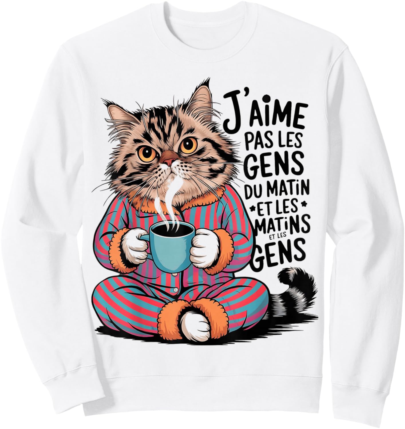 I Love Not People Cat Humor Funny Gift Coffee Morning , white, S Sweatshirt - Sweatshirt | White