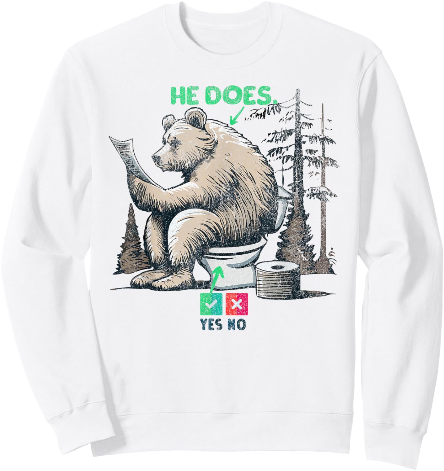 DOES A BEAR SHIT IN THE WOODS Funny Rhetorical Question Sweatshirt - Sweatshirt | White