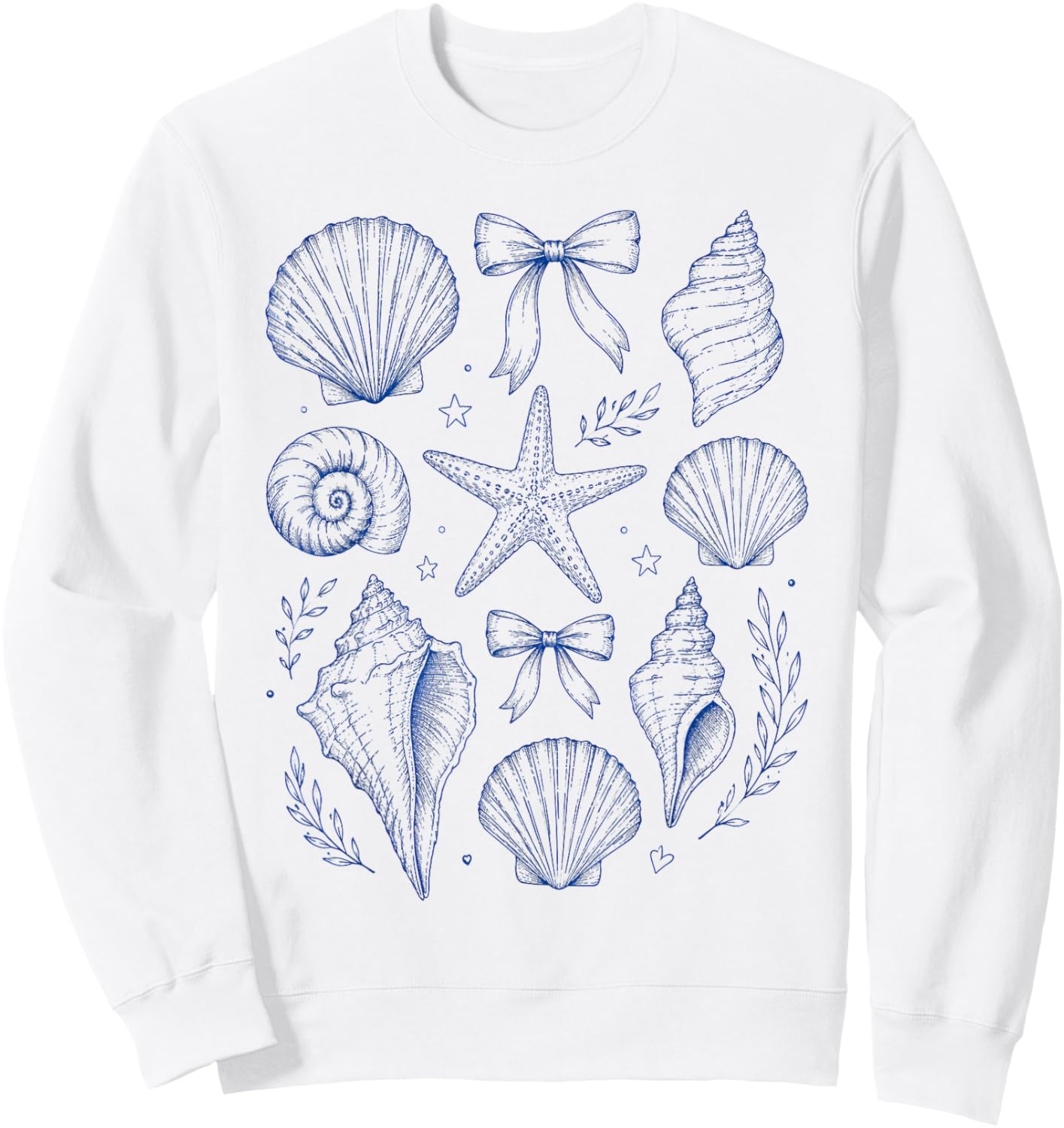 Seashell Coquette Bow Starfish Seashell Summer for Girls Sweatshirt - Sweatshirt | White