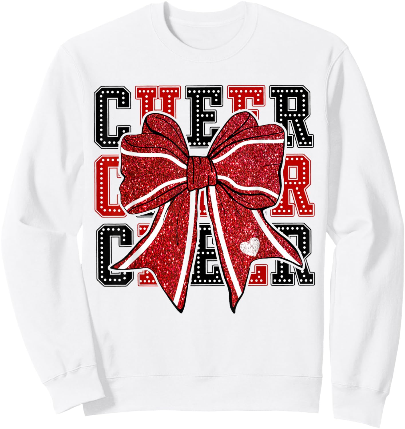 Cheerleading Coquette Black and Red Cheer Mom Football Team Sweatshirt - Sweatshirt | White
